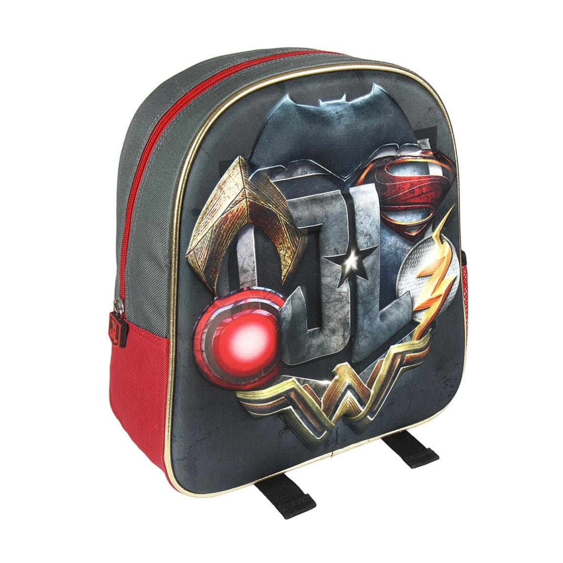 Clondo Justice League 2100-2079 Children's Backpack 3D, 12", Polyester, Wonder Woman, Superman, Batman, Flash
