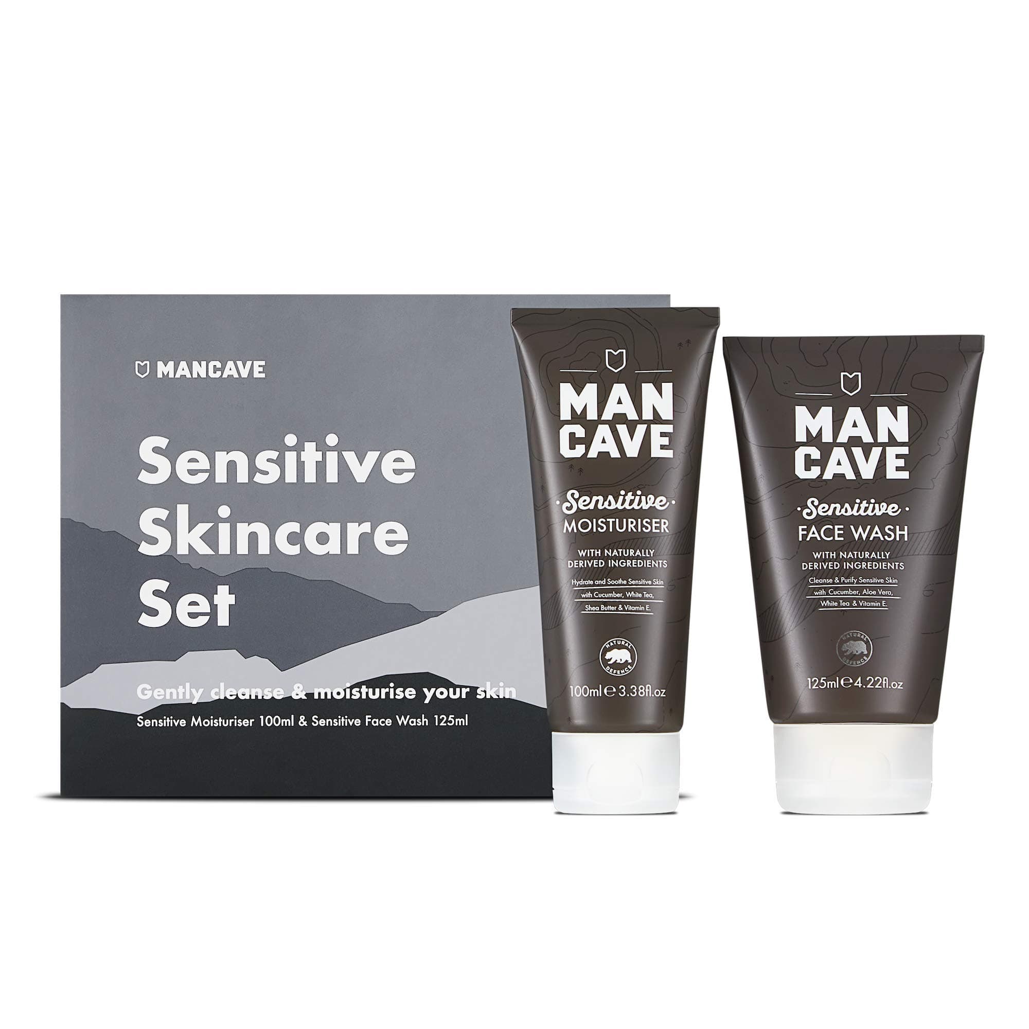 ManCave Sensitive Skincare Set, 2 Skincare Essentials Suitable for Sensitive Skin, Vegan