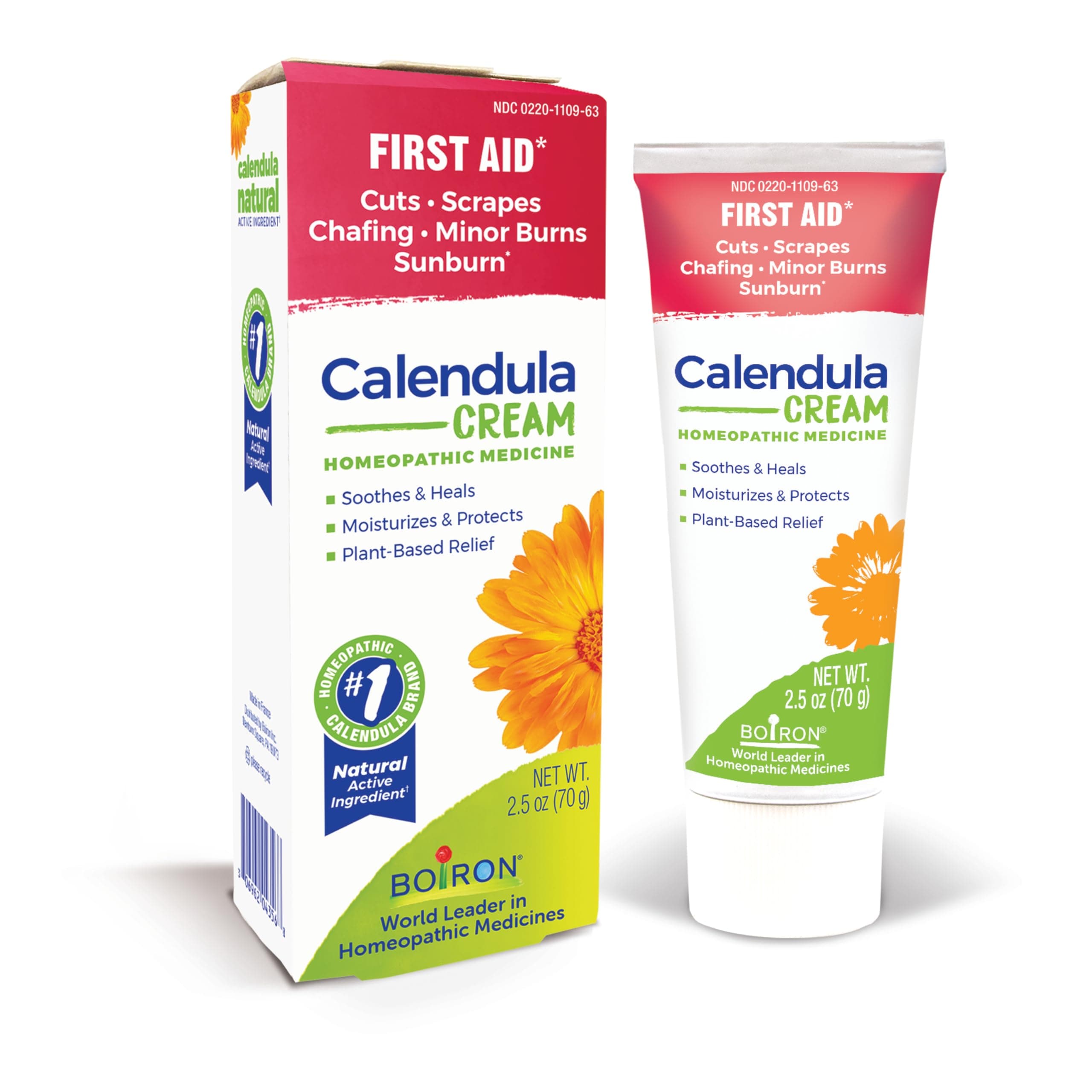 Calendula Cream for First Aid, Minor Burns, Cuts, Scrapes, Insect Bits and Sunburn - 2.5 oz