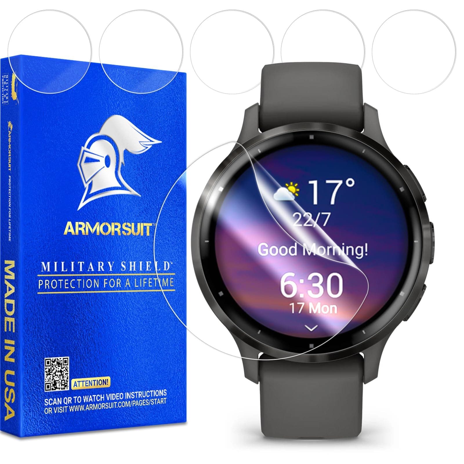 ArmorSuit 6 Pack for Garmin Venu 3S (41mm) Screen Protector MilitaryShield HD Clear Film - Made in USA