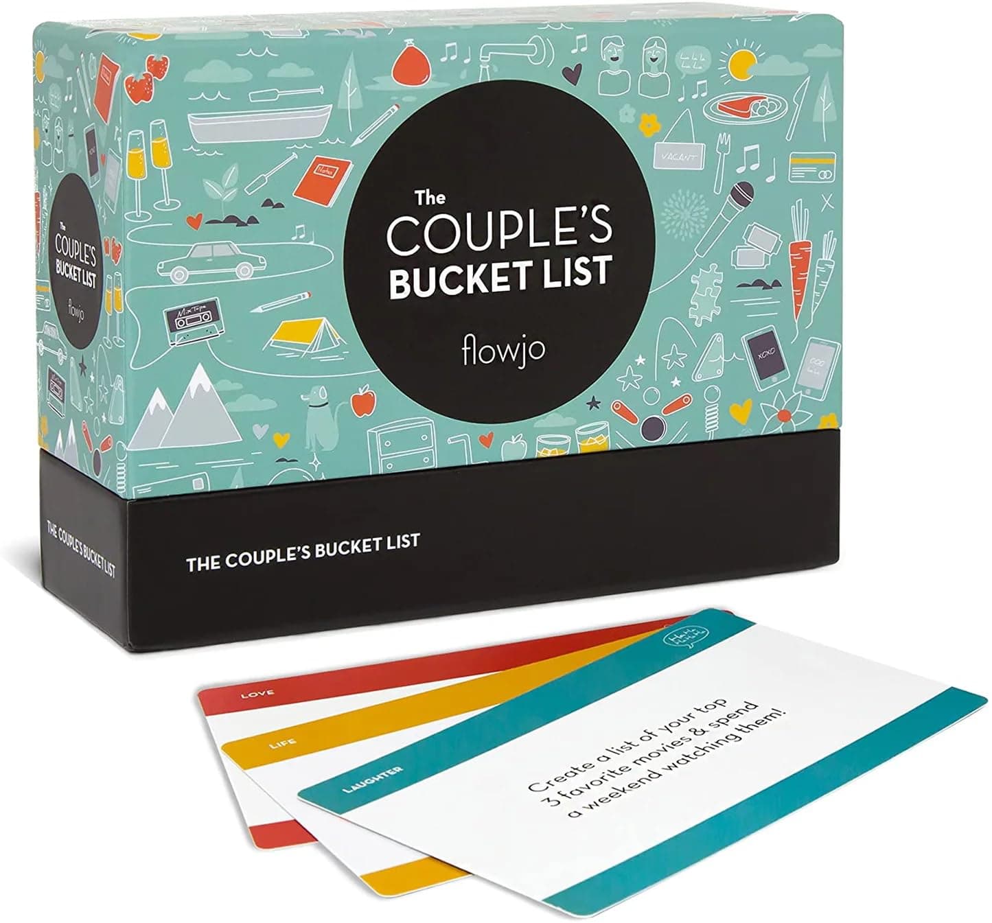 Flowjo Couples Gifts for Couples, 100 Date Night Idea Cards for Her or Him, Cute Games for Couples, Funny Gifts for Wife, Husband, Girlfriend or Boyfriend, Newlywed Gifts. The Couple's Bucket List.