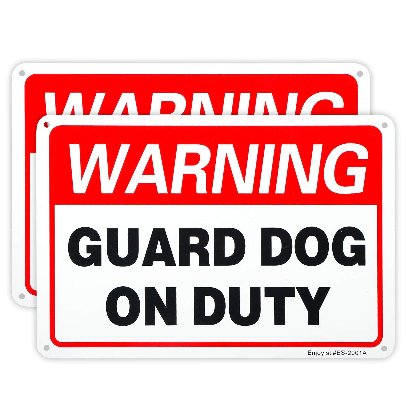 2 Pack Warning - Guard Dog on Duty Sign, 10"x 7" .04" Aluminum Reflective Sign Rust Free Aluminum-UV Protected and Weatherproof