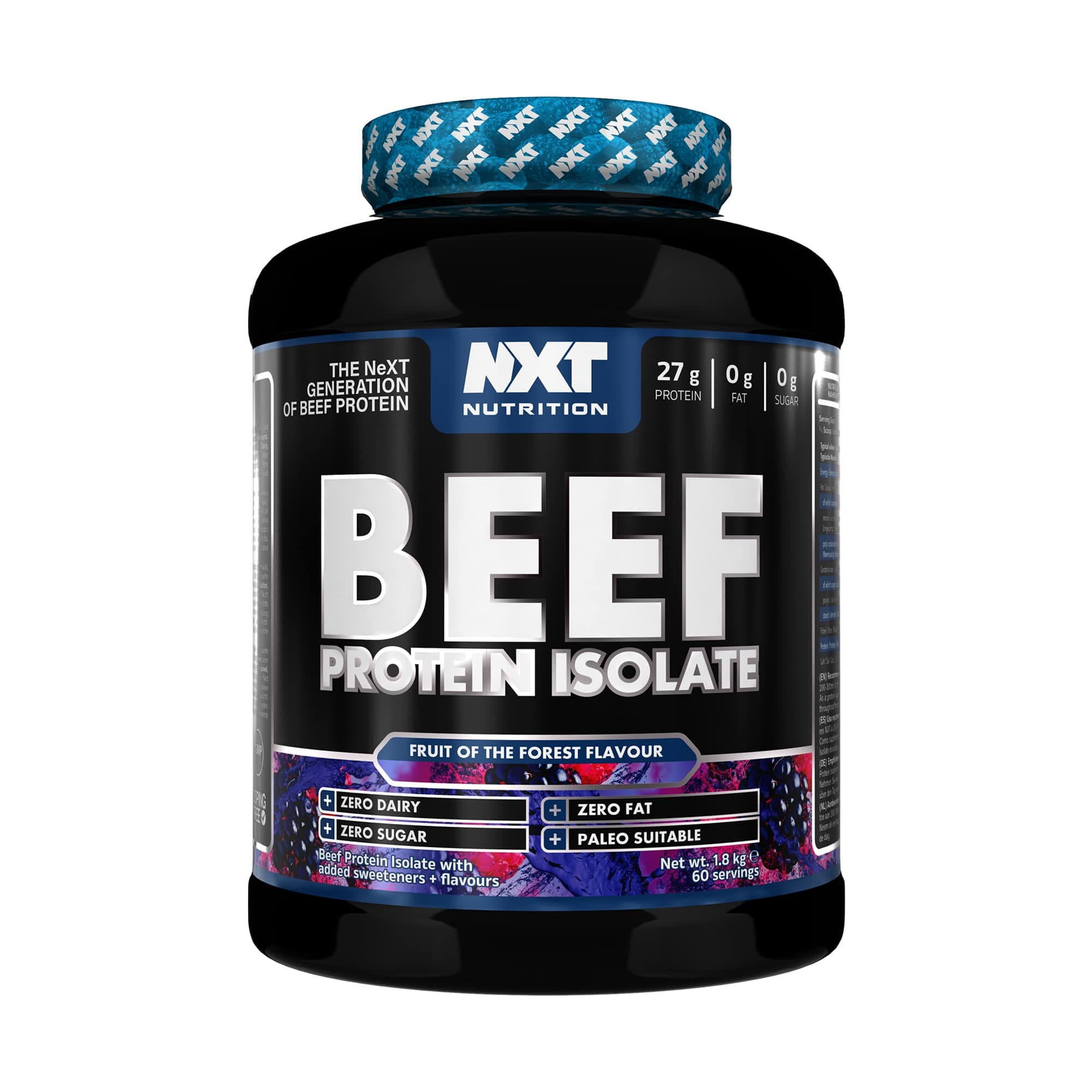 NXT Nutrition Beef Protein Isolate Powder - Protein Powder High in Natural Amino Acids - Paleo, Keto Friendly - Dairy and Gluten Free - Muscle Recovery | 1.8kg Fruits of The Forest
