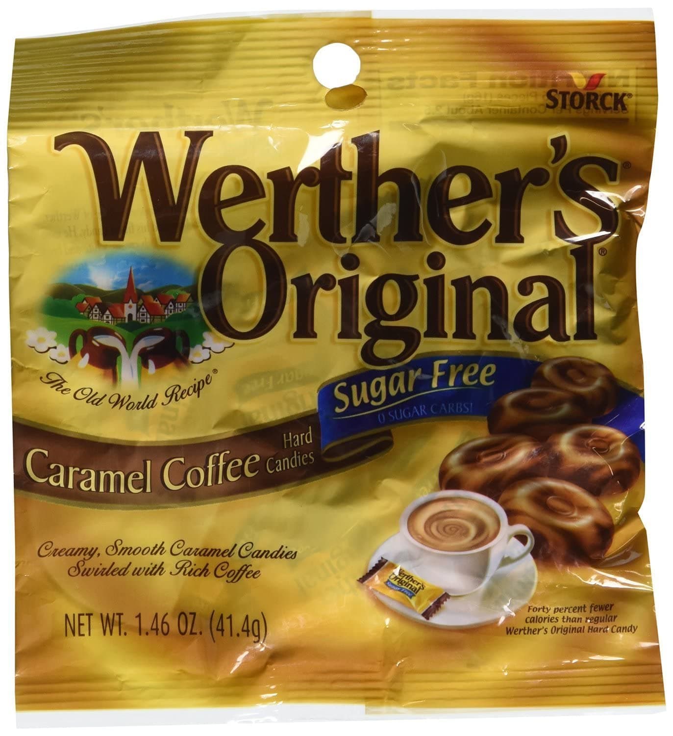 Werthers Sugar Free Caramel Coffee Hard Candy 1.46 oz Bag (3-Pack Totaling 4.38 oz)