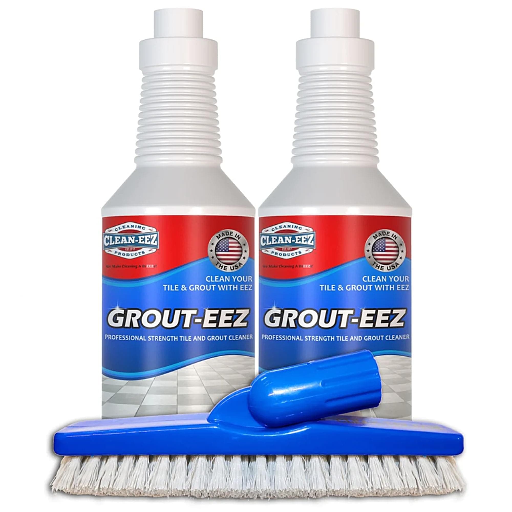 IT JUST Works! Grout-EEZ Super Heavy Duty Tile & Grout Cleaner and brightener. Quickly Destroys Dirt & Grime. Safe for All Grout. Easy to Use. 2 Pack with Free Stand-Up Brush. The Floor Guys