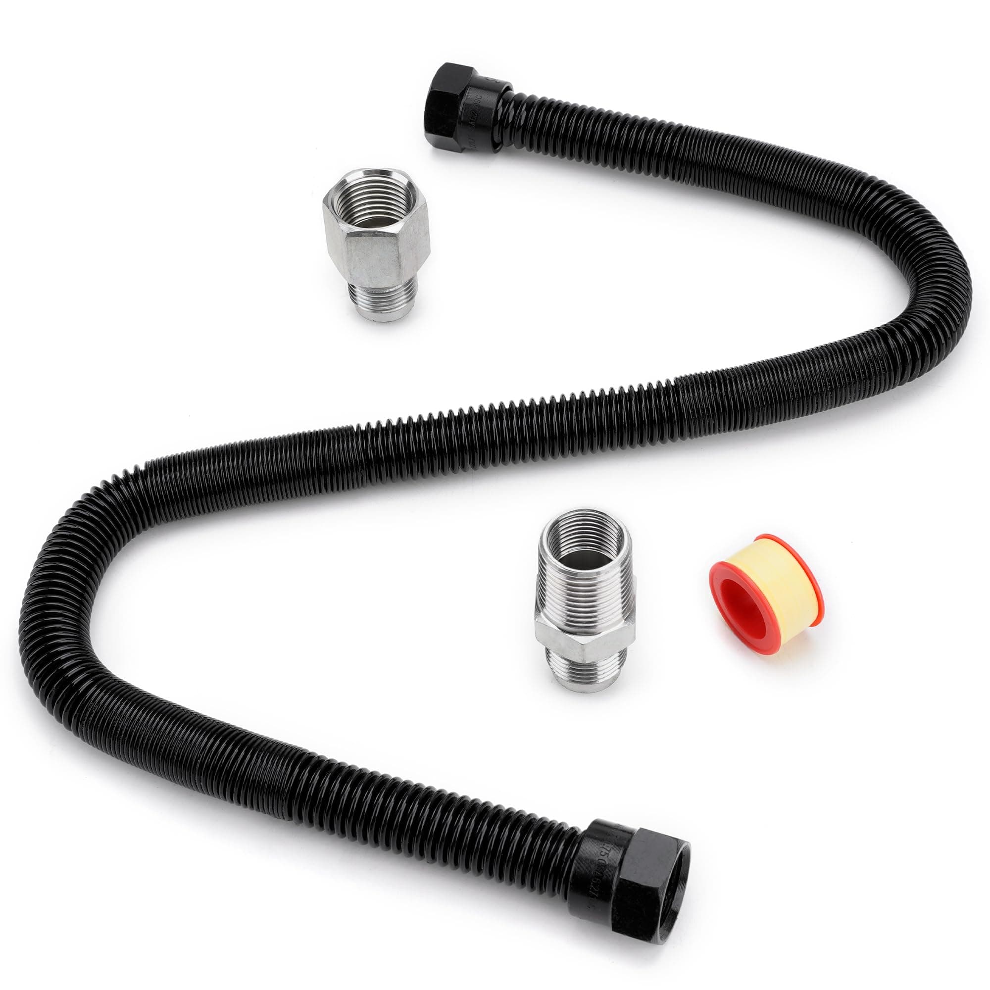 Stanbroil 1/2" OD x 3/8" ID 24" Non-Whistle Flexible Flex Gas Line Connector Kit for NG or LP Fire Pit and Fireplace