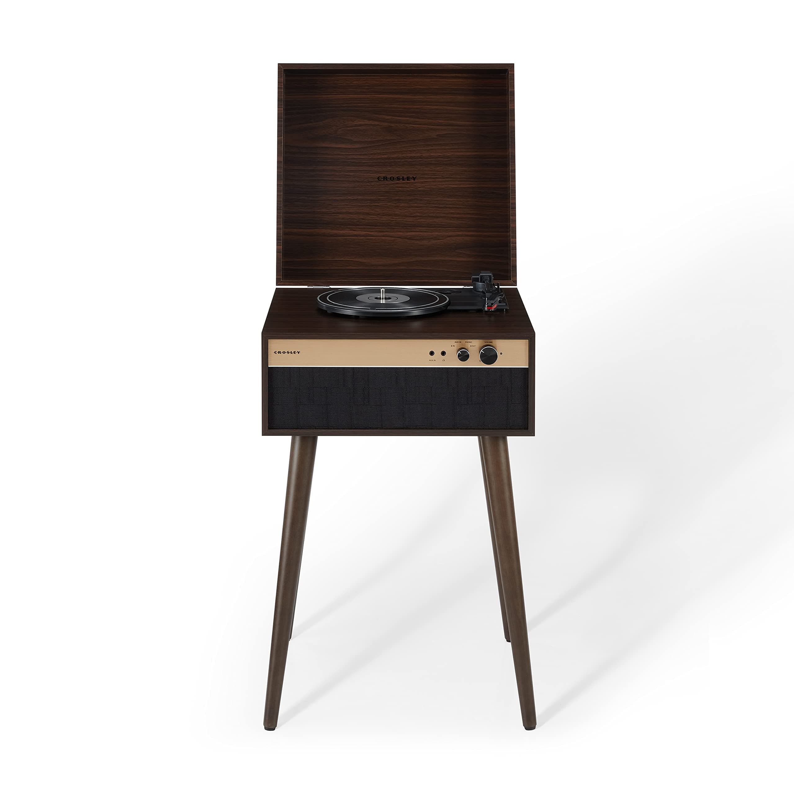 CR6236A-WA Jasper 3-Speed Bluetooth in/Out Vinyl Record Player Turntable with Built-in Speakers and Detachable Legs, Walnut