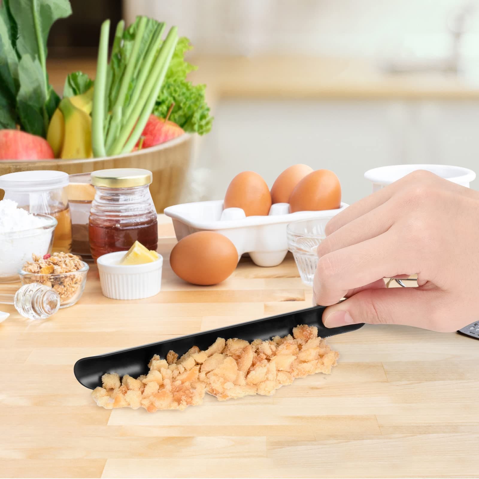 Crumb Sweeper, Crumbers, Table Cleaner Tool, Stainless Steel Crumbers for Servers, Bread Crumber, Restaurant Table Scraper for Crumbs on Table for Servers, Waiters and Waitresses (1 PACK, Black)