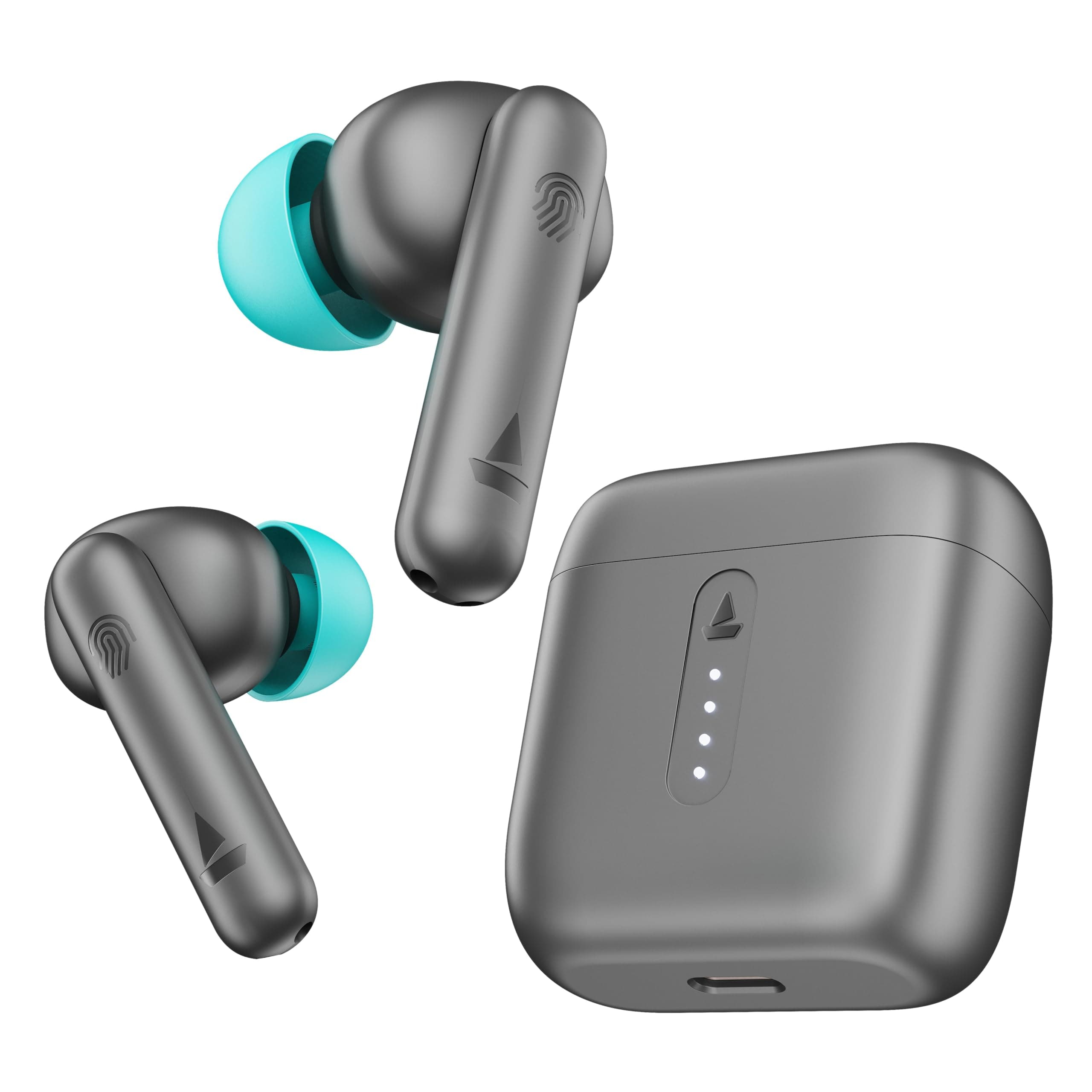 boAt Airdopes 141 Bluetooth 5.1 Truly Wireless in Ear Earbuds with 42H Playtime, Beast Mode(Low Latency Upto 80ms) for Gaming, IPX4 Water Resistance, ENx Tech, IWP, Smooth Touch Controls(Cyan Cider)