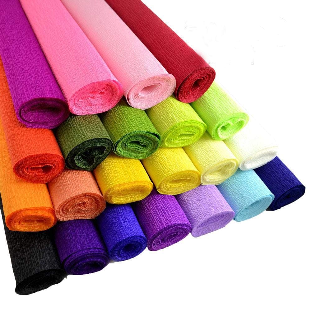 MSGH Handmade 8 Feet length/20inch Width Flower Wrapping Packing Crepe Papers for Birthday Wedding Party Decoration, 250cm x 50cm - Set of 10 Multicolour-Full Length guranteed