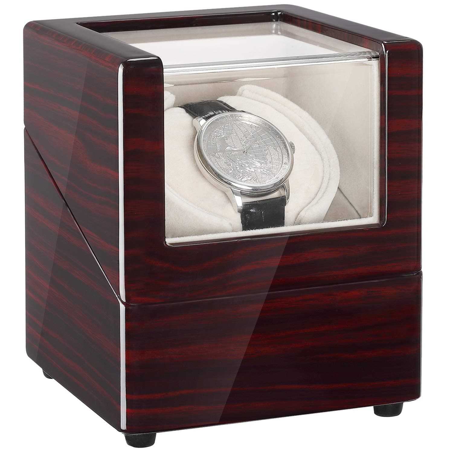 CHIYODA Watch Winder for Single Automatic Watches Solid Wooden Box with Mabuchi Motors