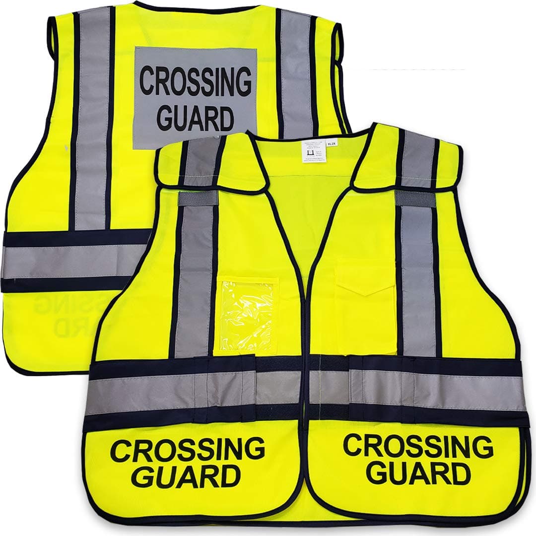 VIEWBRITE Reflective Class 2 Crossing Guard Vest Lime Green - School Crossing Guard Vest with 5 Point Breakaway High Visibility Yellow/Green Neon - (Med-Large)