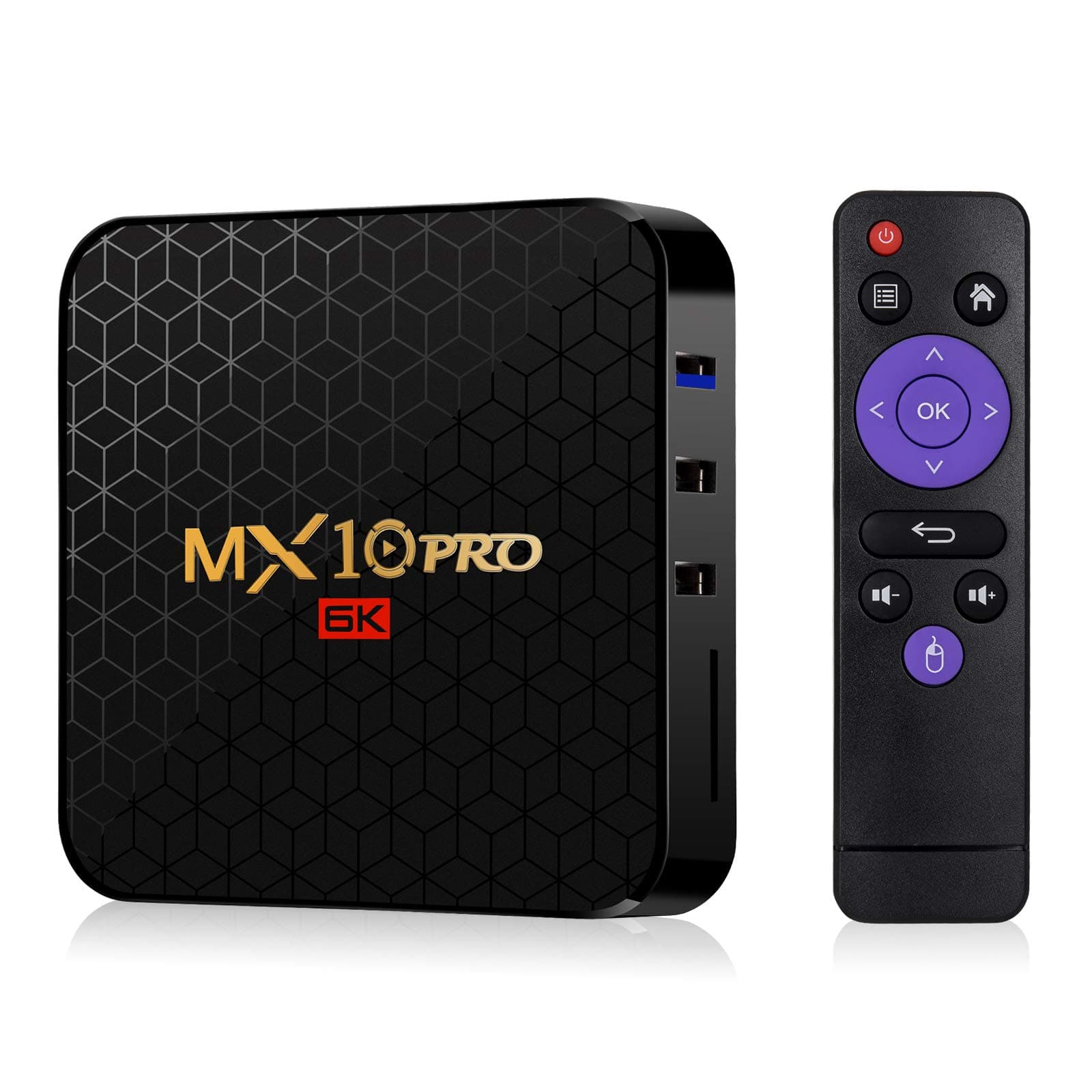 Timmery MX10 Pro Android 9.0 tv Box 4G 32GB Smart TV Box Allwinner H6 Quad Core 64-bit ARM Cortex-A53 High-Performance Multi-core GPU Mali T720 H.264-H.265 / Dual WiFi