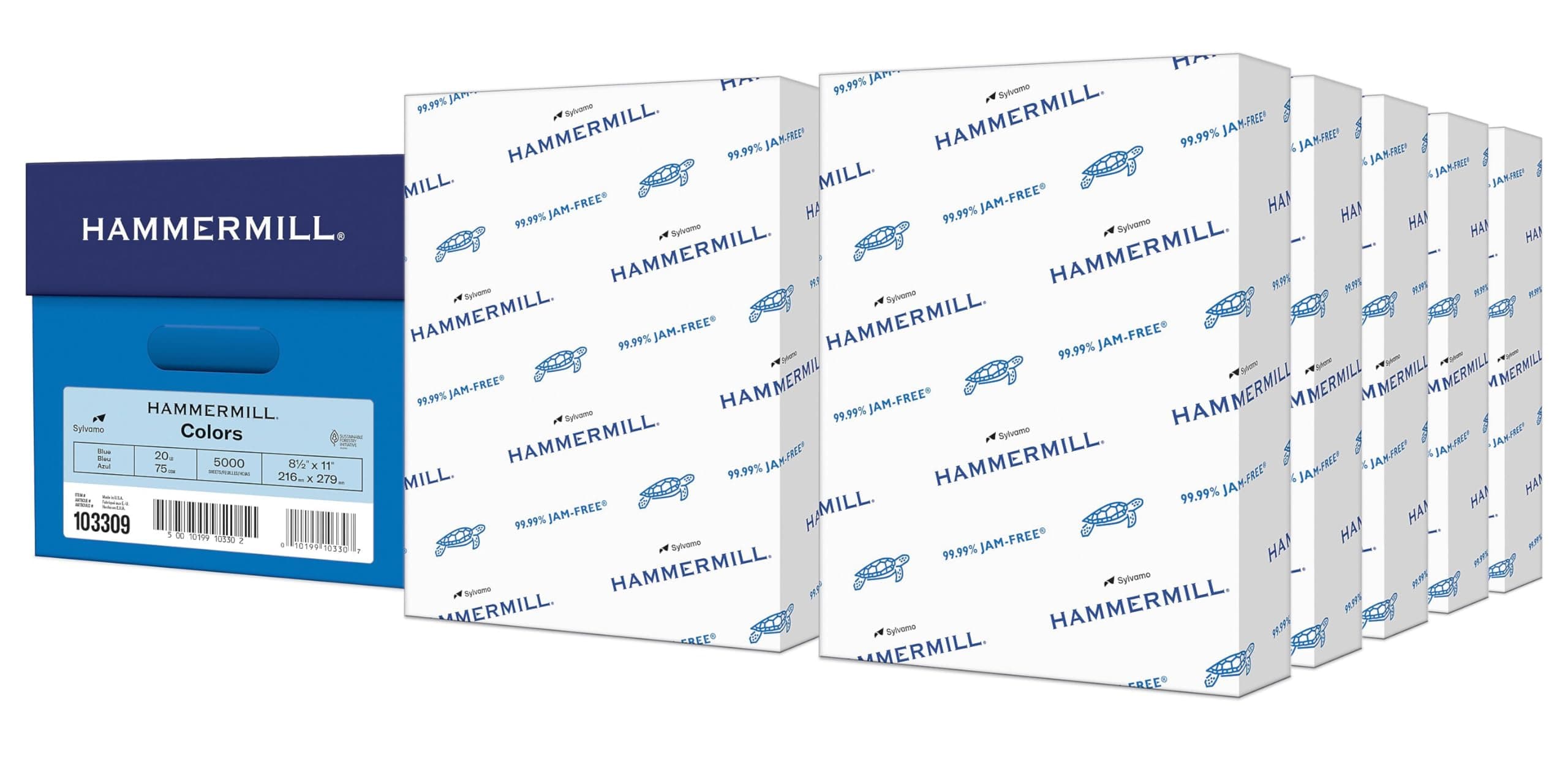 Hammermill Colored Paper, 20 lb Blue Printer Paper, 8.5 x 11 - Made in the USA, Pastel Paper, 103309C - 10 Ream (5,000 Sheets)
