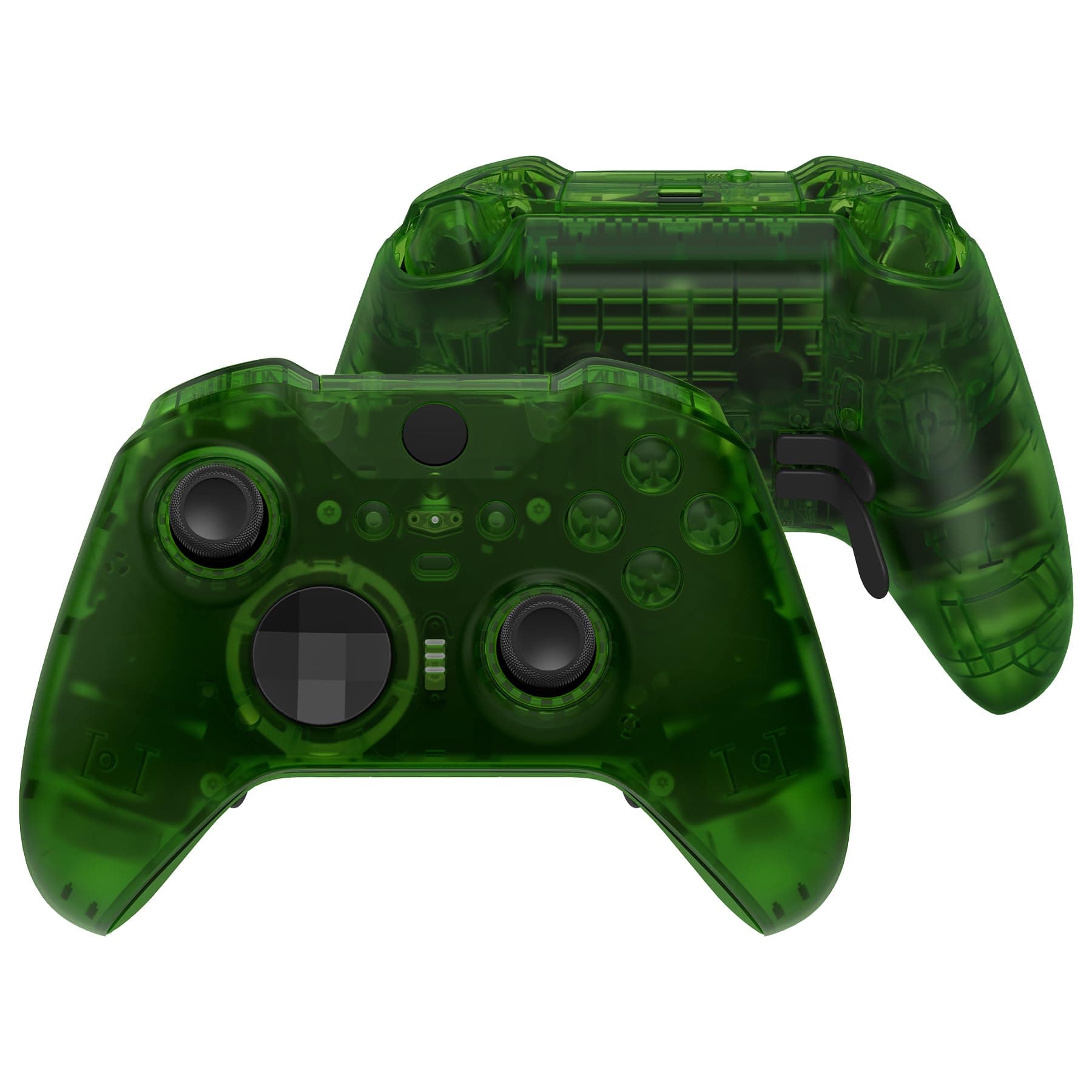 eXtremeRate Full Set Shell & Buttons for Xbox One Elite Series 2 Controller (Model 1797), Face Shell for Elite Series 2 Core Controller, Back Shell, Full Set Buttons "Clear Green"