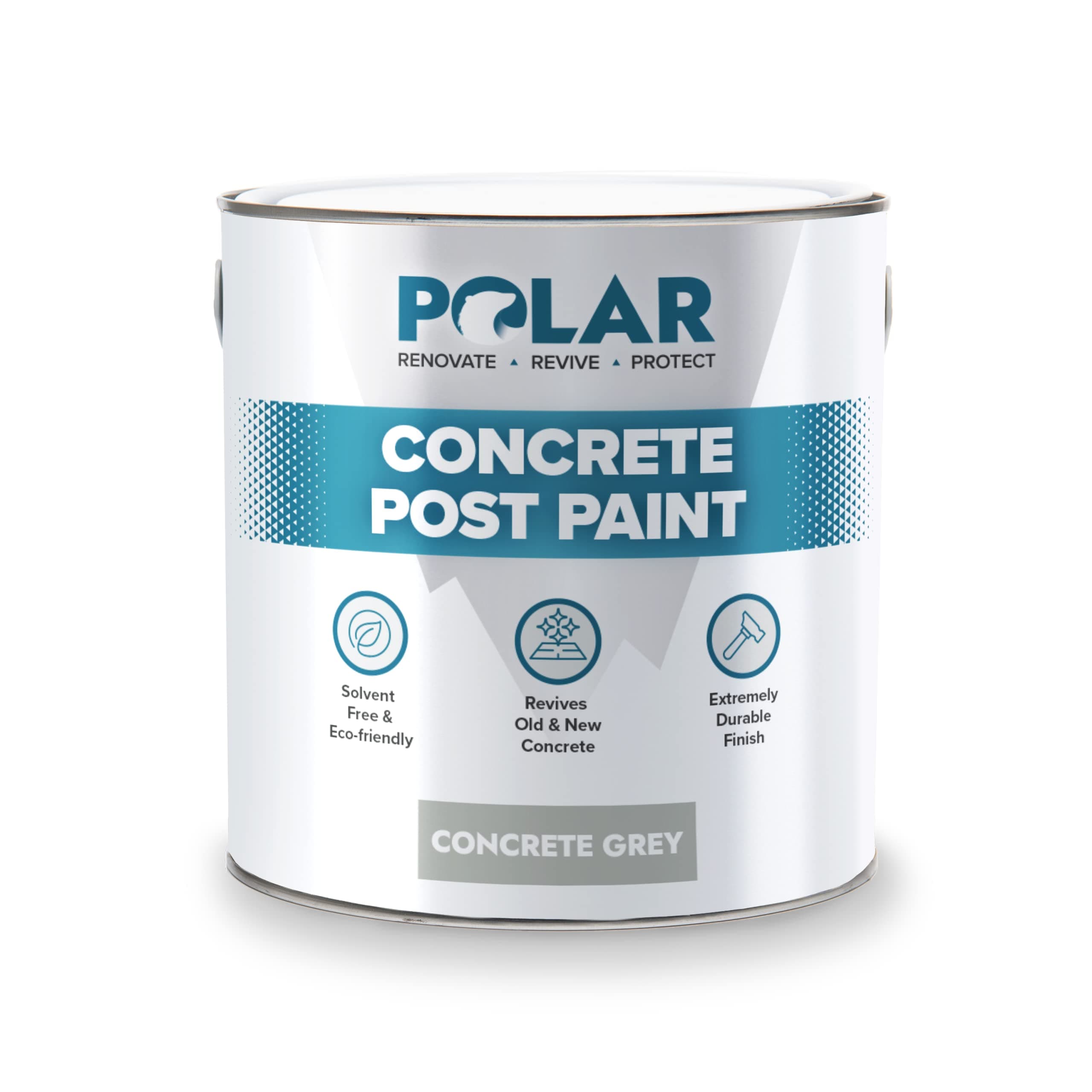 Polar Concrete Post Paint - Concrete Light Grey - 2.5 Litre - Ideal For Stone & Concrete - Use On Garden Fence Posts - Smooth Attractive Finish - UV Resistant - Easy To Apply
