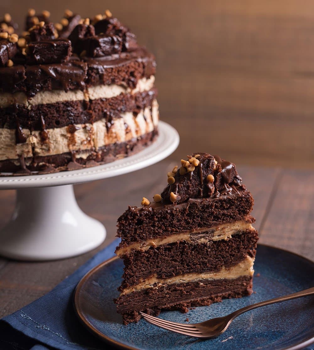 David's Cookies Layer Cake, Mile High Peanut Butter Explosion, 10 Inch