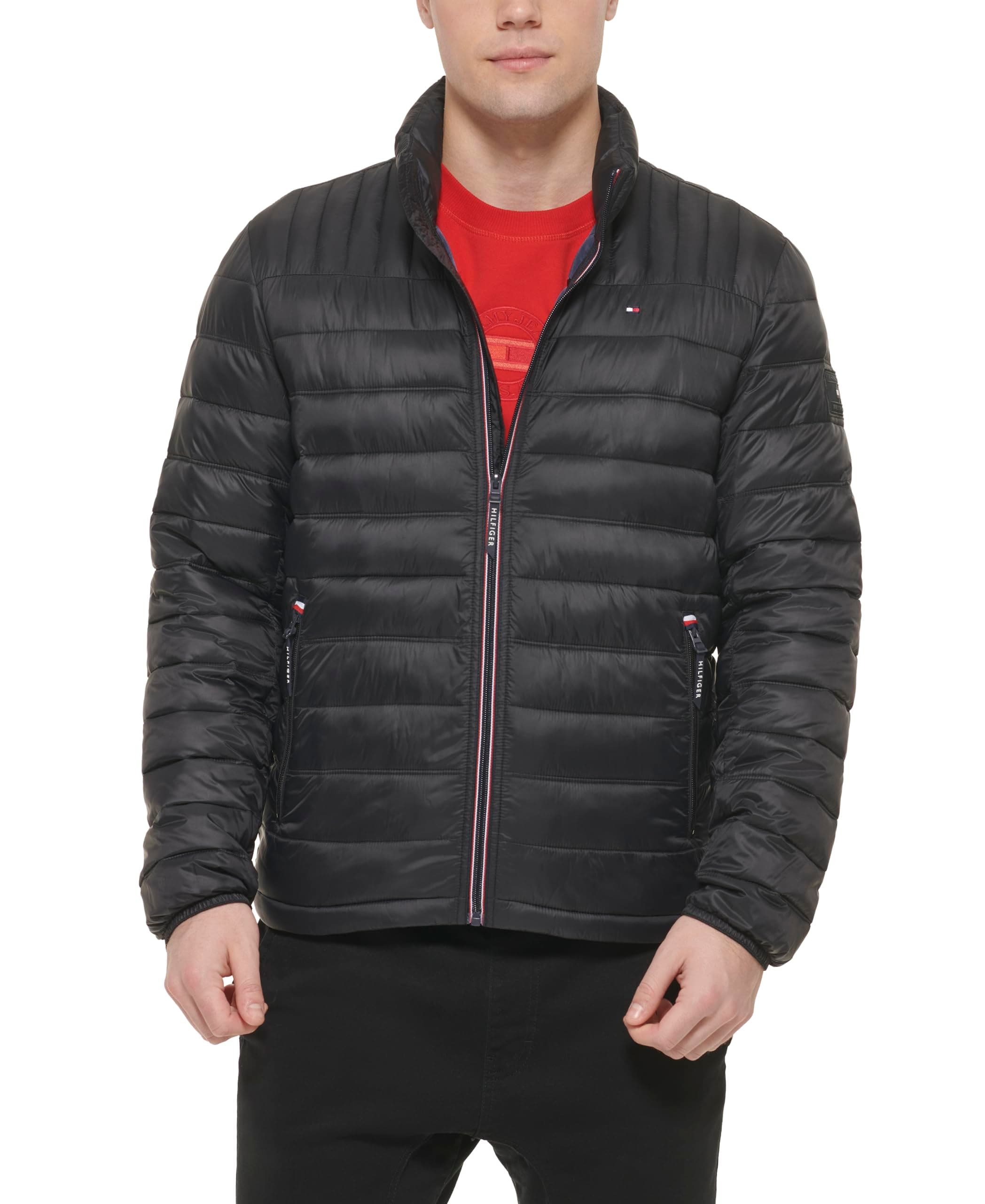 Tommy Hilfiger Mens Embroidered Logo Puffer Jacket