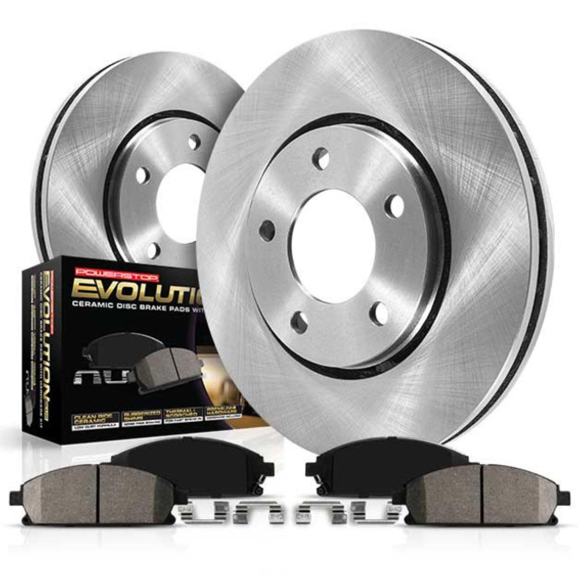 PowerStop Front Brake Kit For Lexus ES300h 2013-18 |ES350 2007-18 |Toyota Avalon 2008-18 |Camry 2007-17 - Disc Rotors & Ceramic Brake Pads Replacement, KOE3053