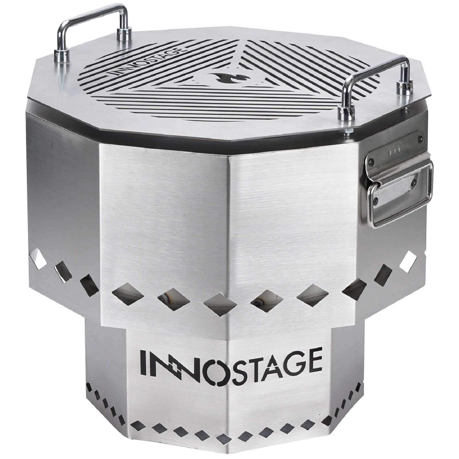 INNO STAGE Patented Smokeless Fire Bowl Pit with Barbecue Brill for Outdoor Wood Pellet Burning Spark with Portable Carrying Bag, Firepit Grill of Fireplace Stove for Picnic Camping Cooking on Beach