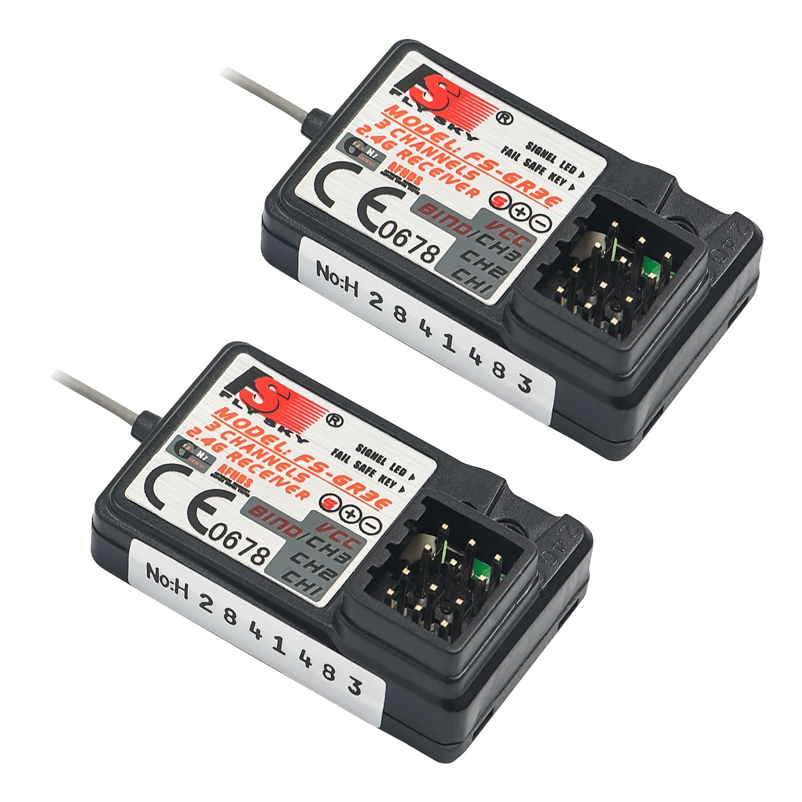 Flysky FS-GR3E Receiver AFHDS Long Range 3CH 2.4GHz Surface Receiver for FS-GT2 FS-GT2B FS-GT3B FS-GT3C FS-IT4S Transmitter RC Car Boat (2 Pcs)