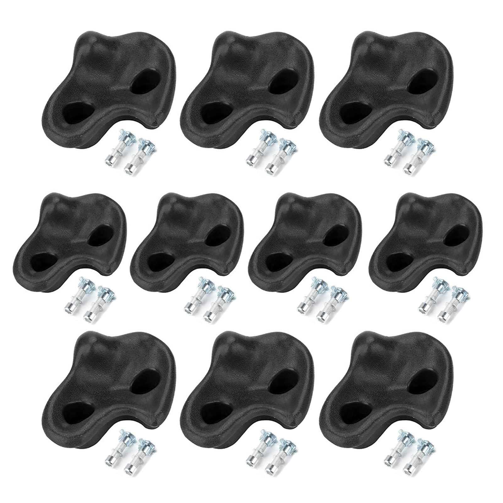 Excefore 10 Pack Rock Climbing Holds, Comfortable Rock Climbing Stone Rocks, with Screw Pad and Nut, Suitable for Children Playground, Outdoor Indoor Climbing Frames (Black)
