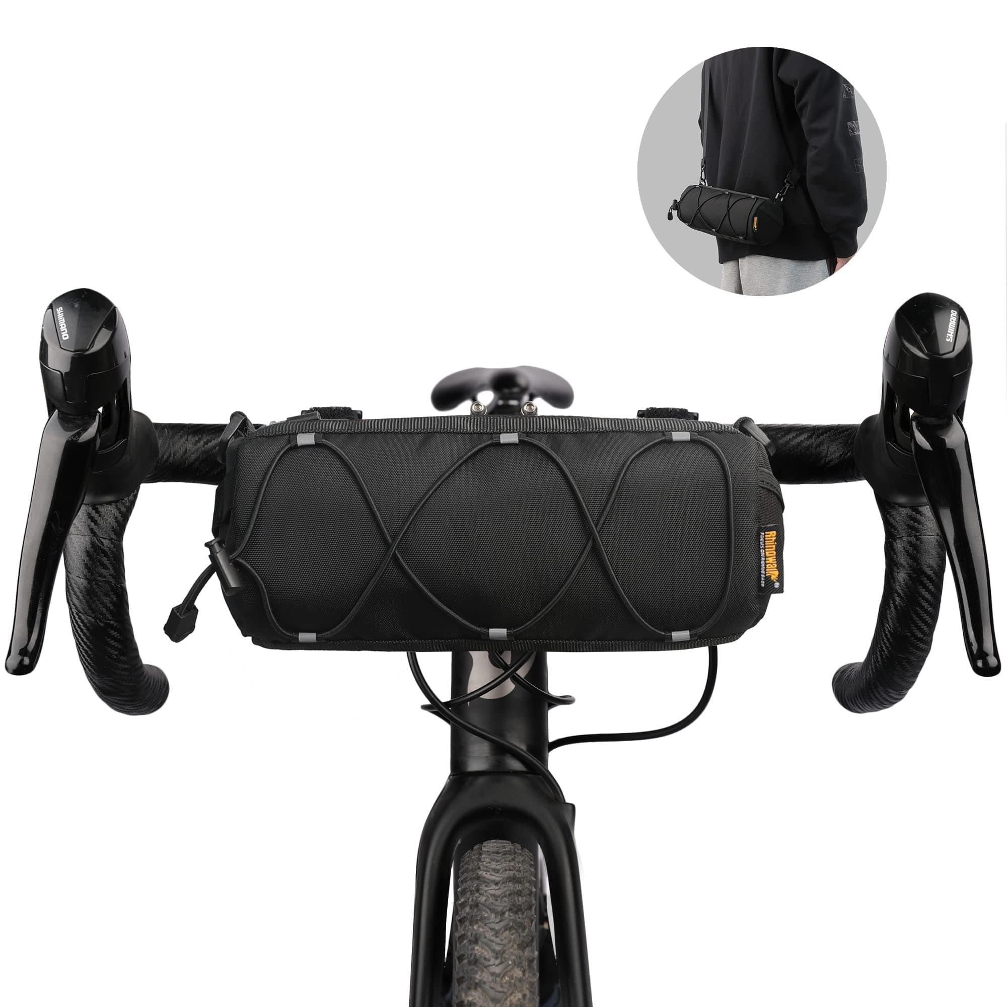 Rhinowalk Bike Handlebar Bag - Front Bag with Shoulder Strap for Road & Mountain Bikes