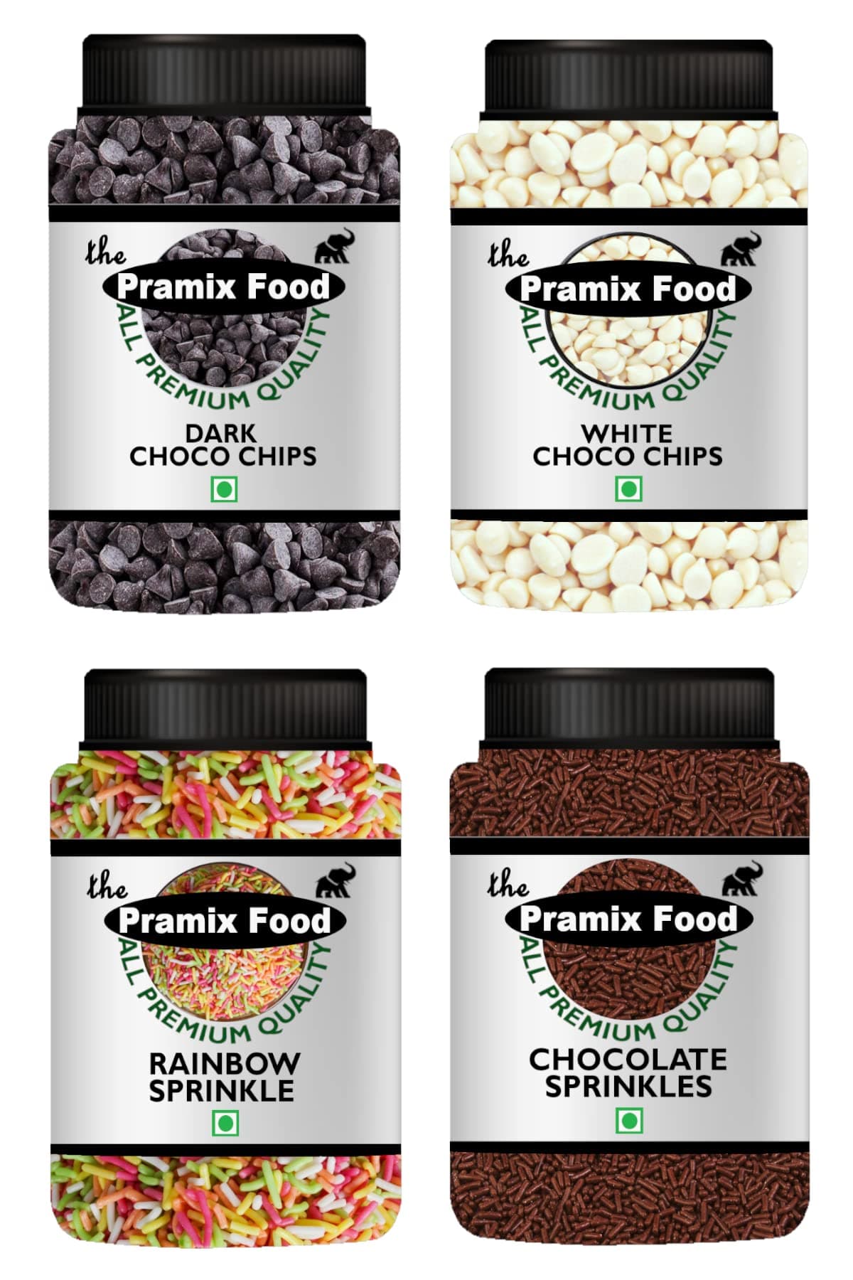 Pramix Premium Cake Decorative Combo of Sprinkles Dark White Choco Chips 400 g