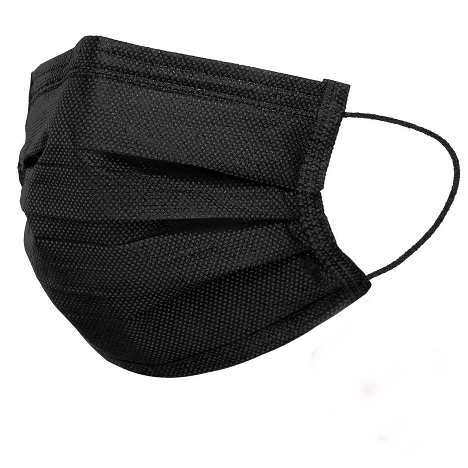 Inscape Data 100 pcs Disposable Face Masks 3 Ply Breathable Face Masks Comfortable Elastic Ear LoopX1,Black