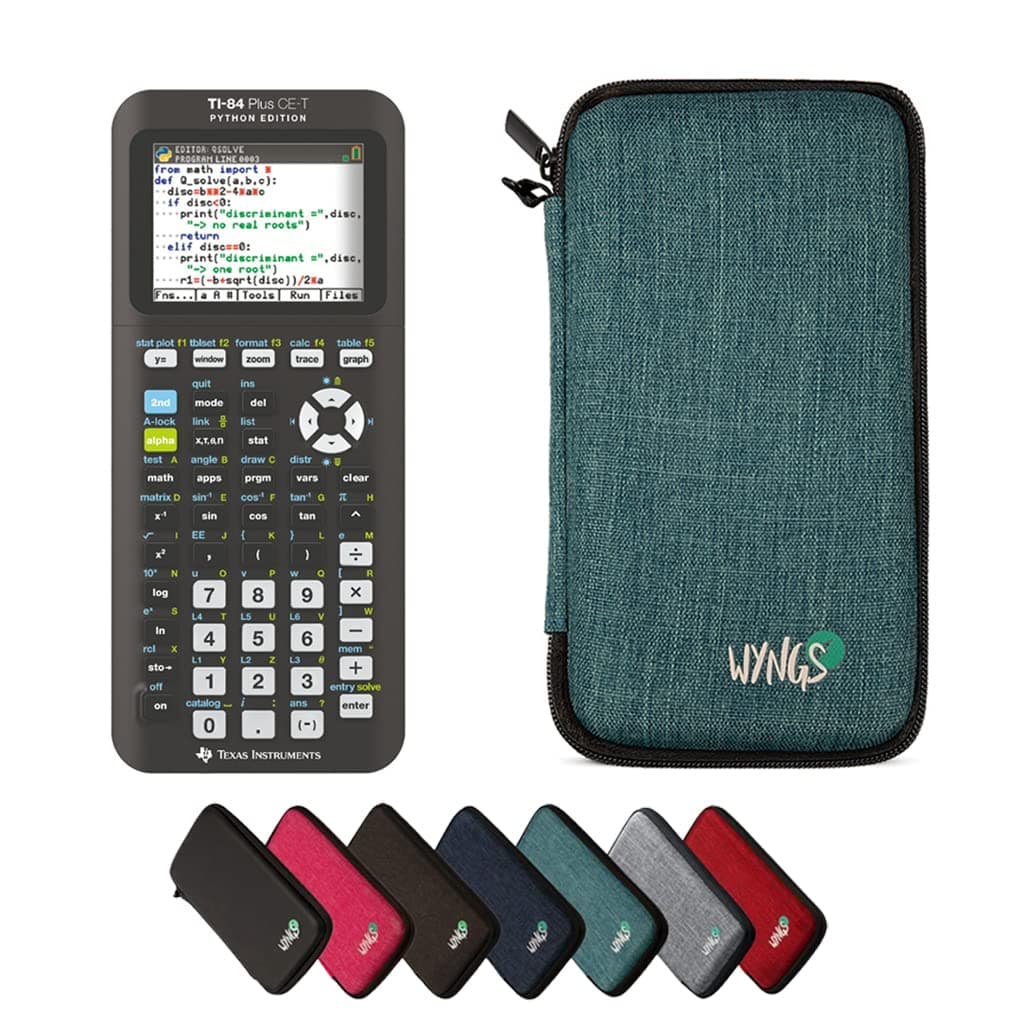 TEXAS INSTRUMENTS Calcuso Economy Pack Turquoise with Graphing Calculator TI-84 Plus CE-T Python Edition