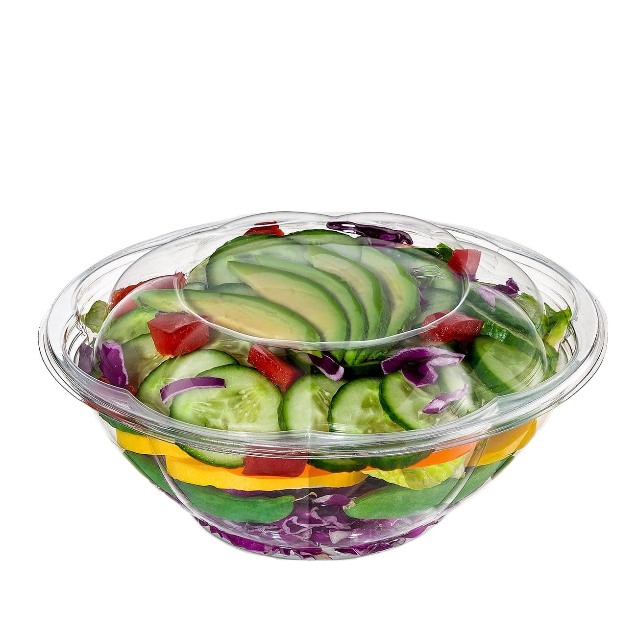 GUSTO [24 oz. - 50 Count Clear Plastic Salad Bowls with Lids, Disposable Salad Containers for Lunch - Perfect for Takeout, Salads, and Meal Prep (Formerly Comfy Package)