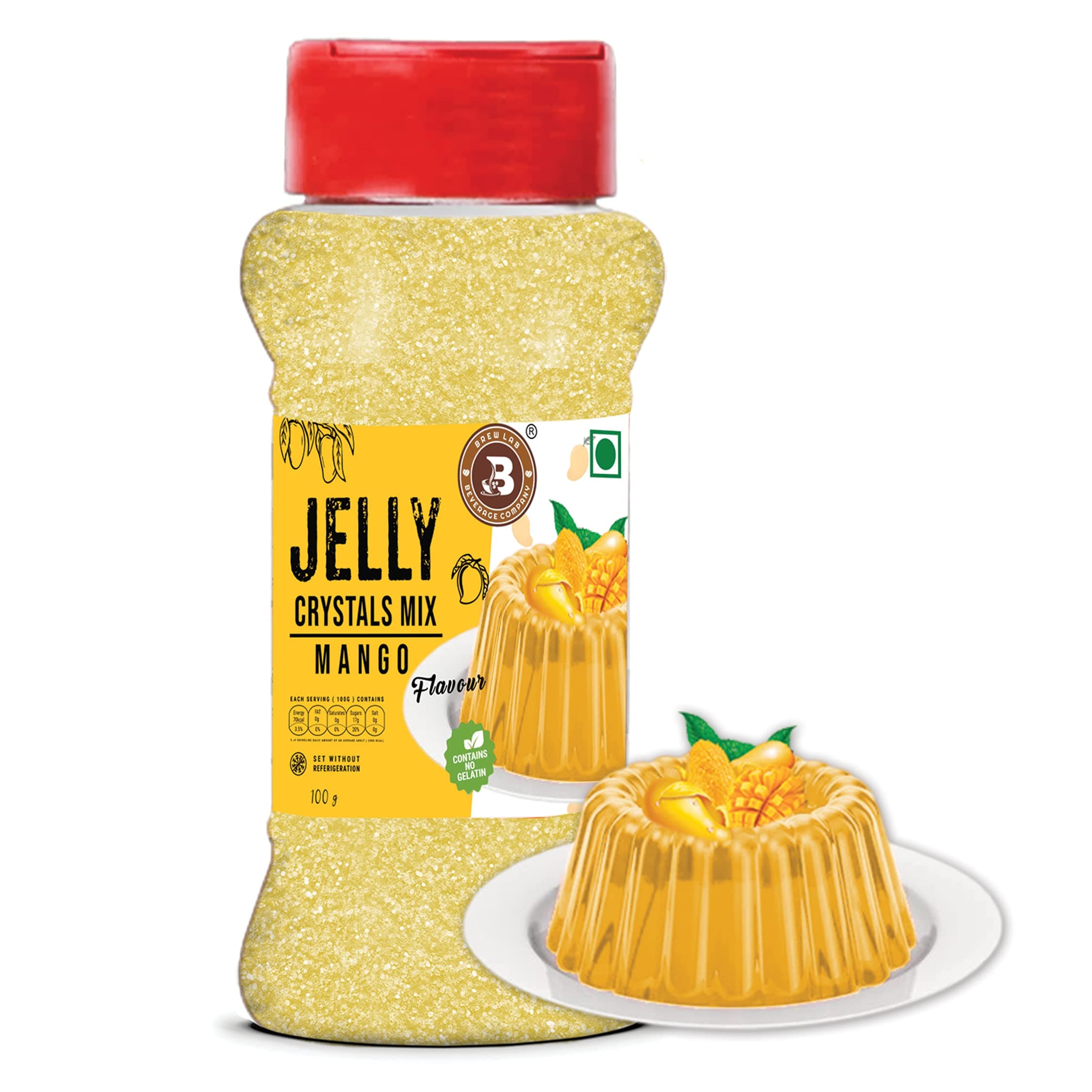 Jelly Crystals Mix Powder For Making Jelly - Mango Flavor | Easy To Make | Ready To Eat | No Gelatin - 100 Gm