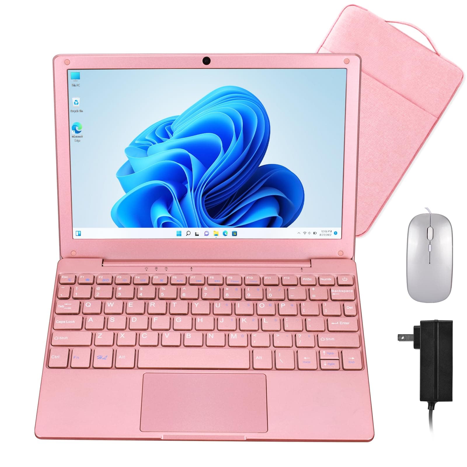 Mini Laptop,10.1Inch 8GB RAM 128GB SSD,IPS Display with Intel Celeron N4020 Processor (up to 2.8Ghz),Lightweight and Powerful with Windows 11 OS Small Computer. (Rose Gold)