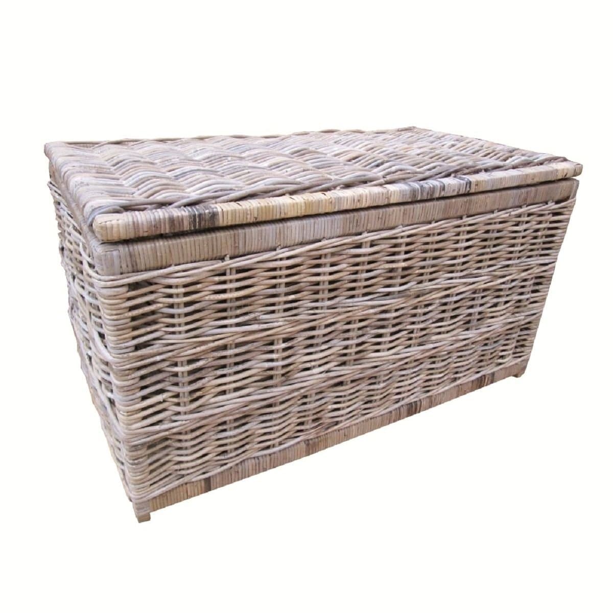 Wicker Storage Trunk Grey & Buff Rattan Rattan Chest LARGE