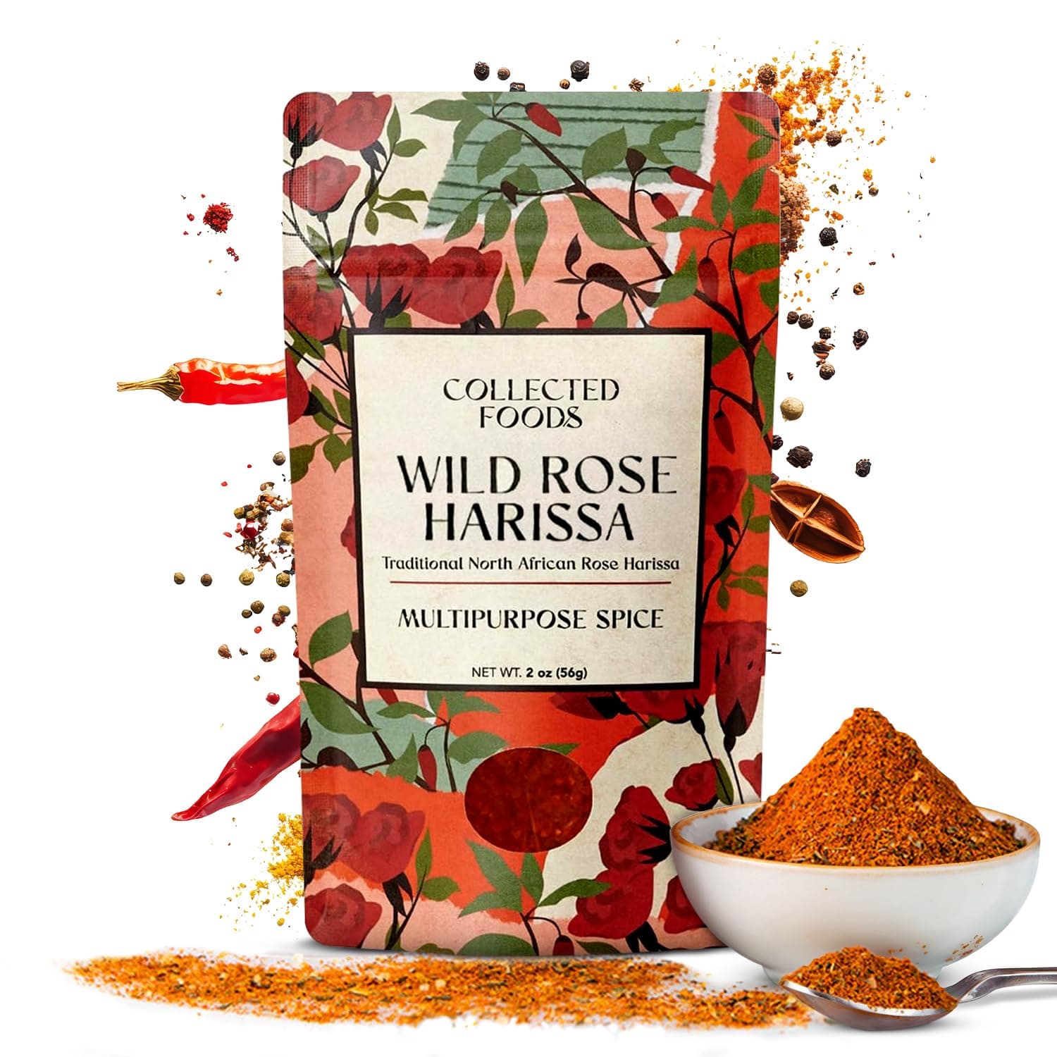 Premium Rose Harissa Spice Blend - Small-Batch Moroccan Seasoning with Chiles & Rose Petals - Perfect for Meats, Veggies, Stews & Marinades - Crafted by NYC Chefs - 2 oz, Non-GMO and Gluten Free