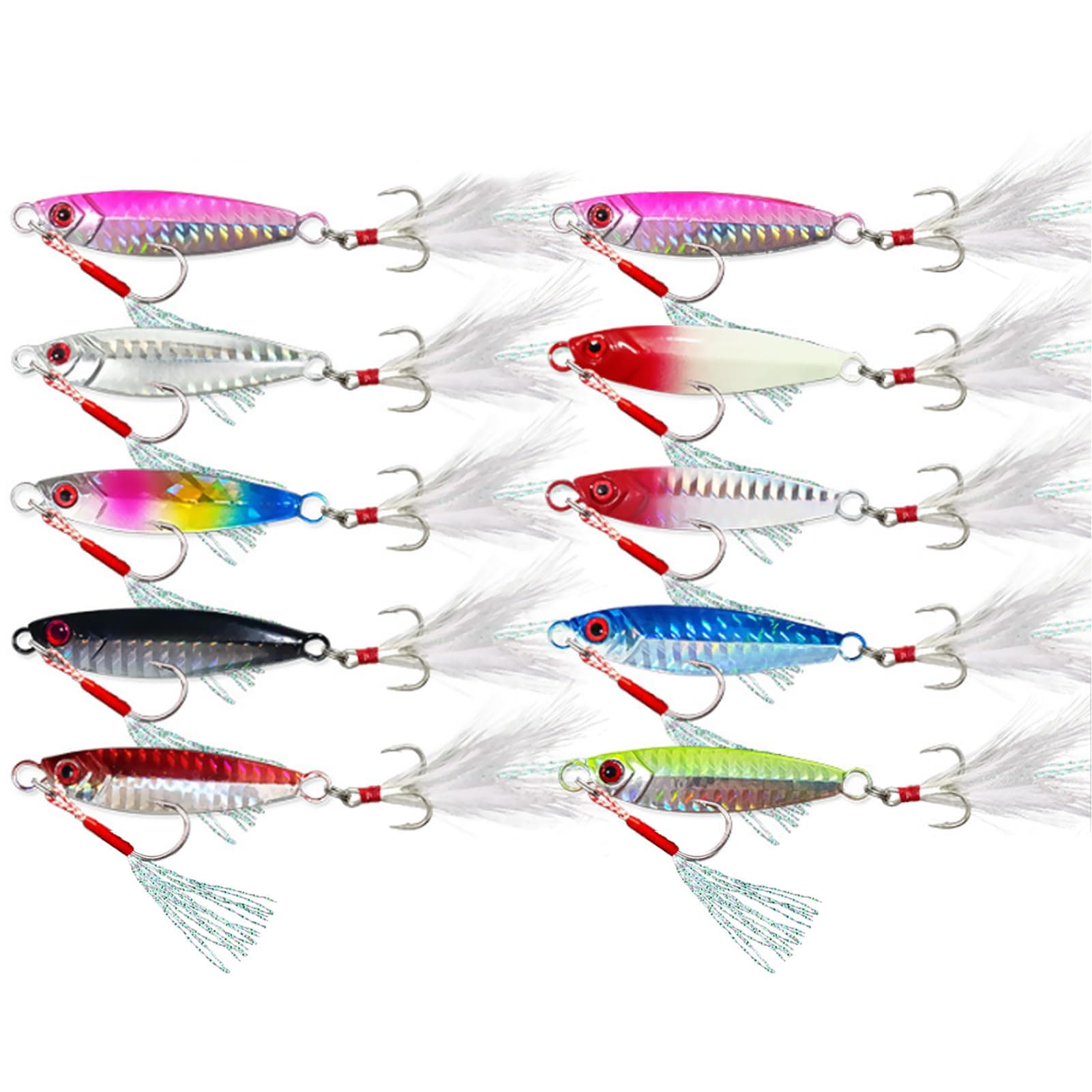 Beauenty 10 Pieces Fishing Lure Set, Floating Hard Baits With Sharp Treble Hooks and Sound Beads, 3D Fishing Tackle Lure Kits