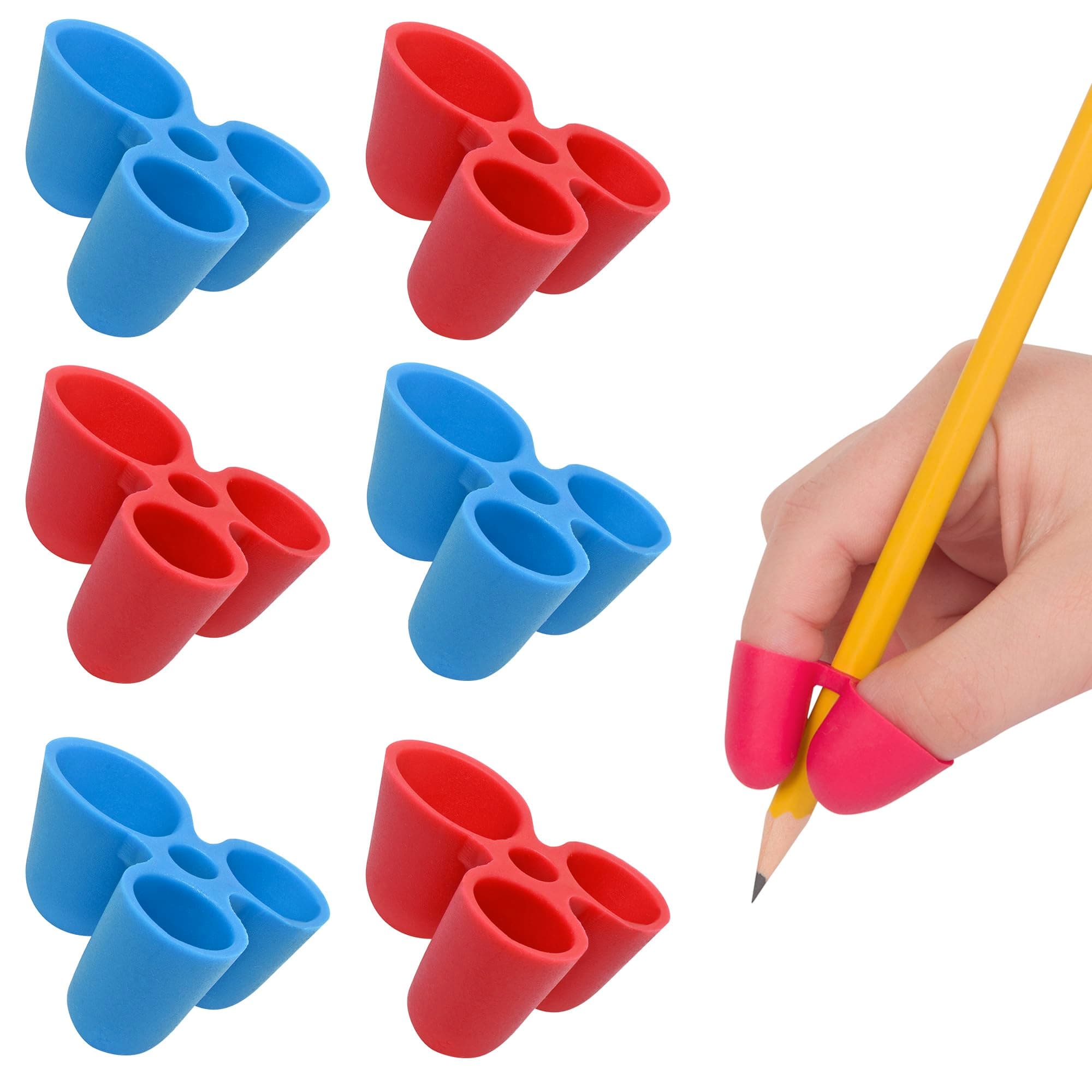 The Pencil Grip Writing Claw for Pencils and Utensils, Medium Size, 6 Count Blue/Red (TPG-21206)