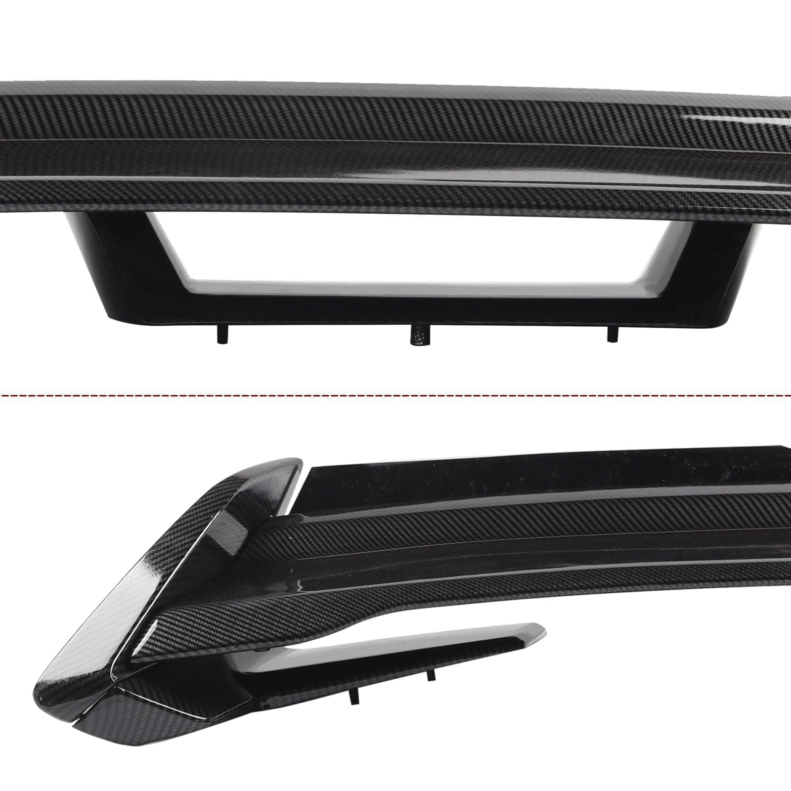 Performance Rear Trunk Spoiler Wing W/Gurney Flap Compatible with 2024-2025 Ford Mustang EcoBoost/Dark Horse/GT/ S650 Spoiler + Gurney Flap Wicker Bill Exterior Accessories (Carbon Fiber Style)