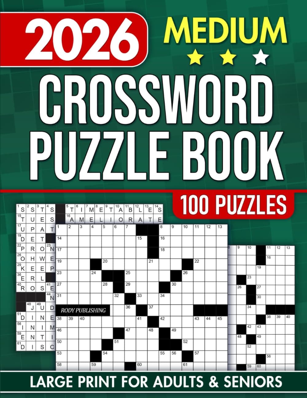 Medium-Difficulty Crossword Puzzle Book for Adults and Seniors with 100 Games