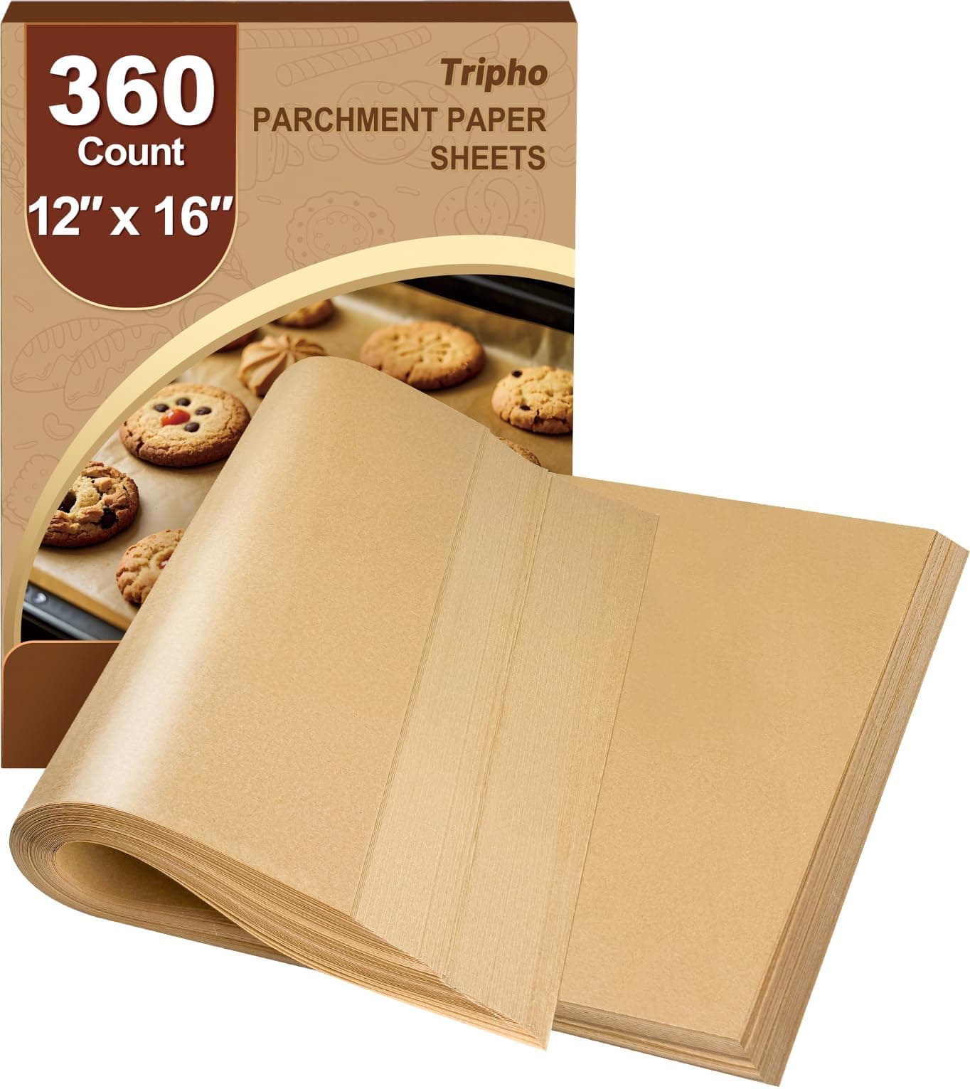 - 360 Count 12"x 16" Heavy Duty Parchment Paper Sheets for Baking, No-Stick & No-Leak Unbleached Baking Paper, Pre-cut Half Parchment Paper Sheets for Oven, Air Fryer, Microwave