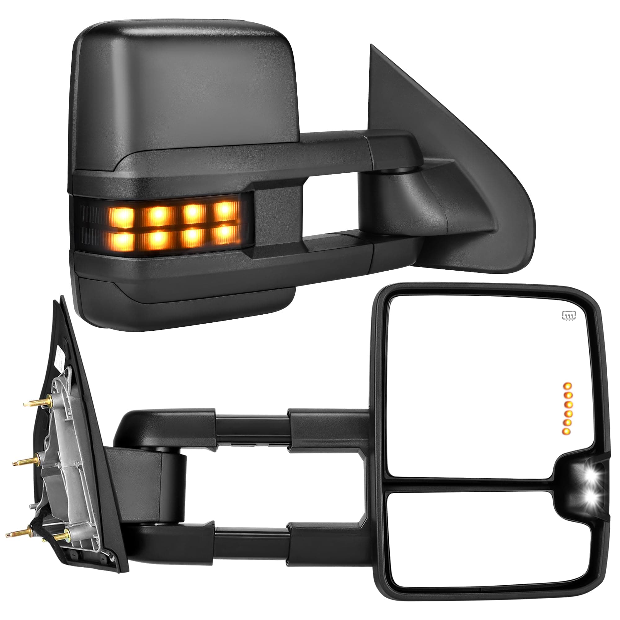 YITAMOTOR Tow Mirrors Compatible with 2014 2015 2016 2017 2018 Silverado Sierra 1500 2500HD 3500HD, Towing Mirrors Side Mirrors with LED Turn Signals Clearance Light Power Heated Folding Telescoping