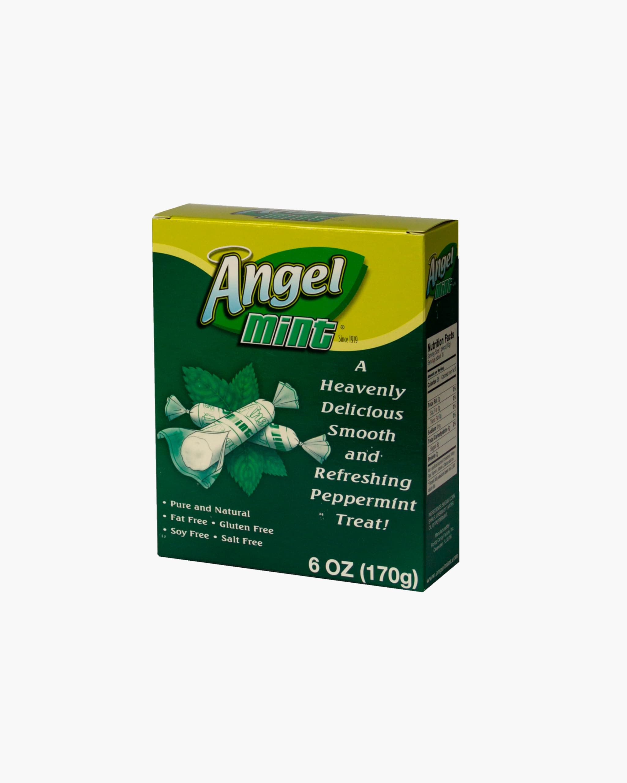 Original Angel Mint 6 oz box | Creamy Peppermint Sticks | Individually Wrapped | Old Fashion Candy | Pure and Natural | Fat Free | Gluten Free | Soy Free | Salt Free | Vegan Friendly |