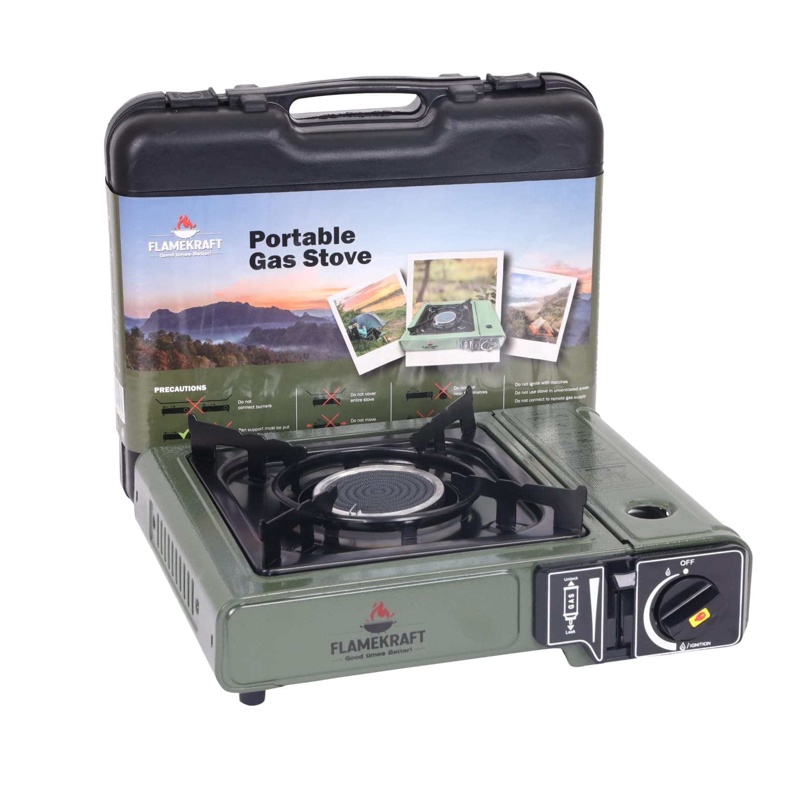 Procamp FlameKraft () Portable Camping Stove with Ceramic Burner |Lightweight, durable & efficient outdoor gas stove ideal for camping,hiking & picnics|Features an adjustable flame & compact design