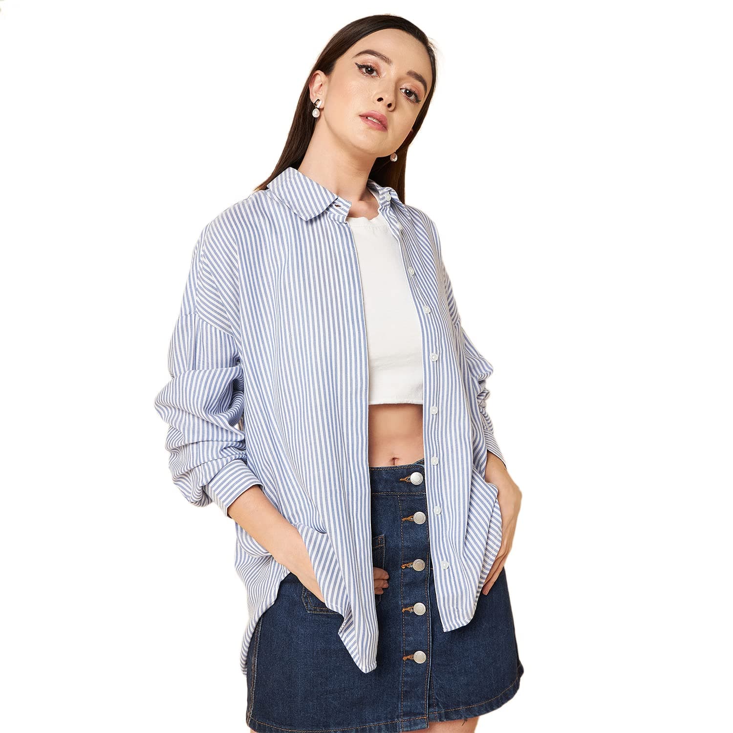 HIGH STARWomen's Cotton Oversized Fit Shirt