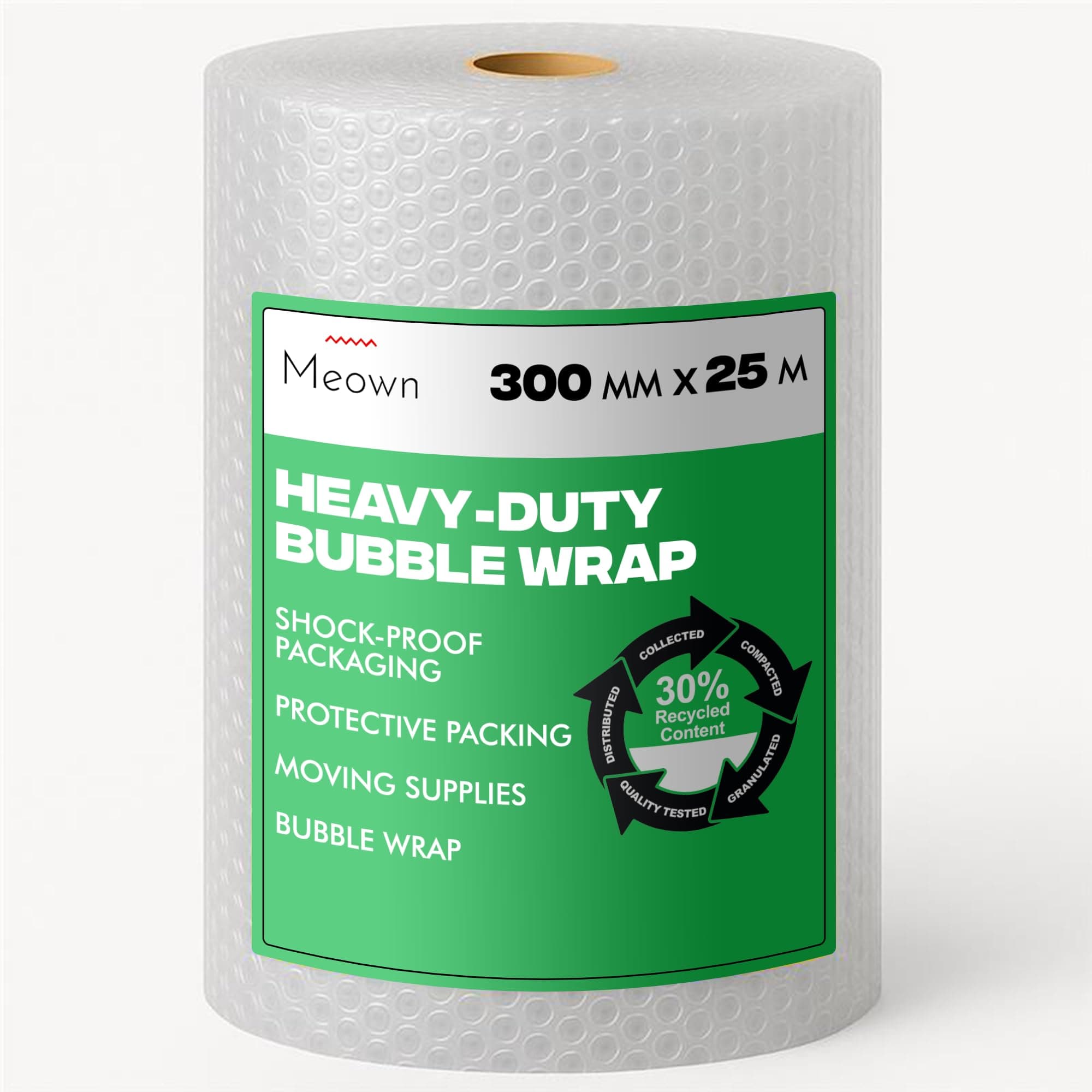 Meown Bubble Wrap 300mm x 25m Small Air Bubbles for Secure Shipping & Moving Perfect for Fragile Items Ultimate Packaging Solution (BUBBLE 300MM X 25M)