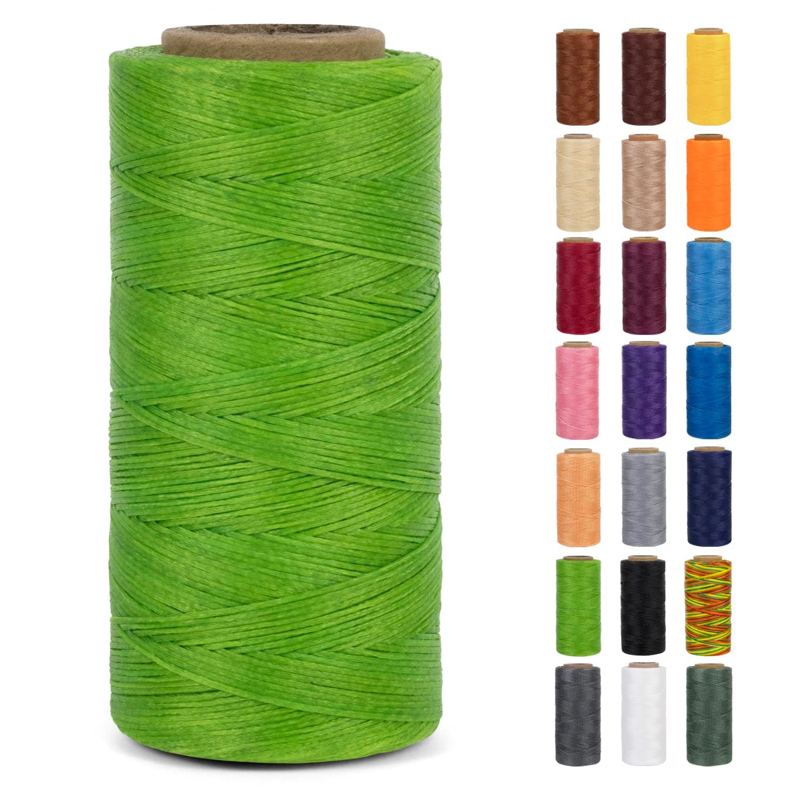 0.8mm Waxed Thread for Leather Sewing, 284 Yards, 150D Flat Wax String, Waxed Cord for Bracelet Making, Bookbinding, Shoe Repairing, Leather Projects, DIY Crafts (Light Green)