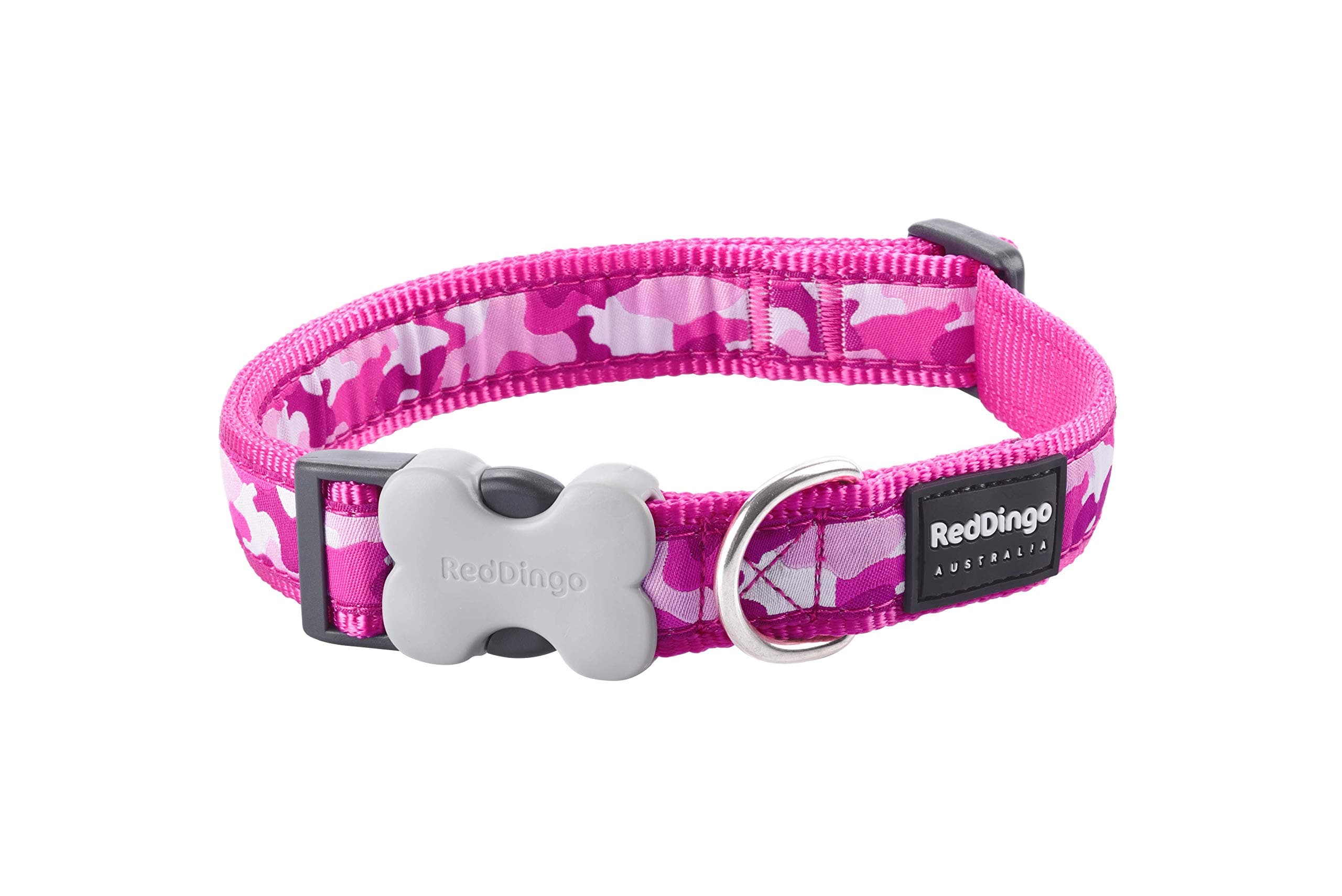 Red Dingo Dog Collar Design, Camouflage Hot Pink, Size Small (15mm x 24-36cm)