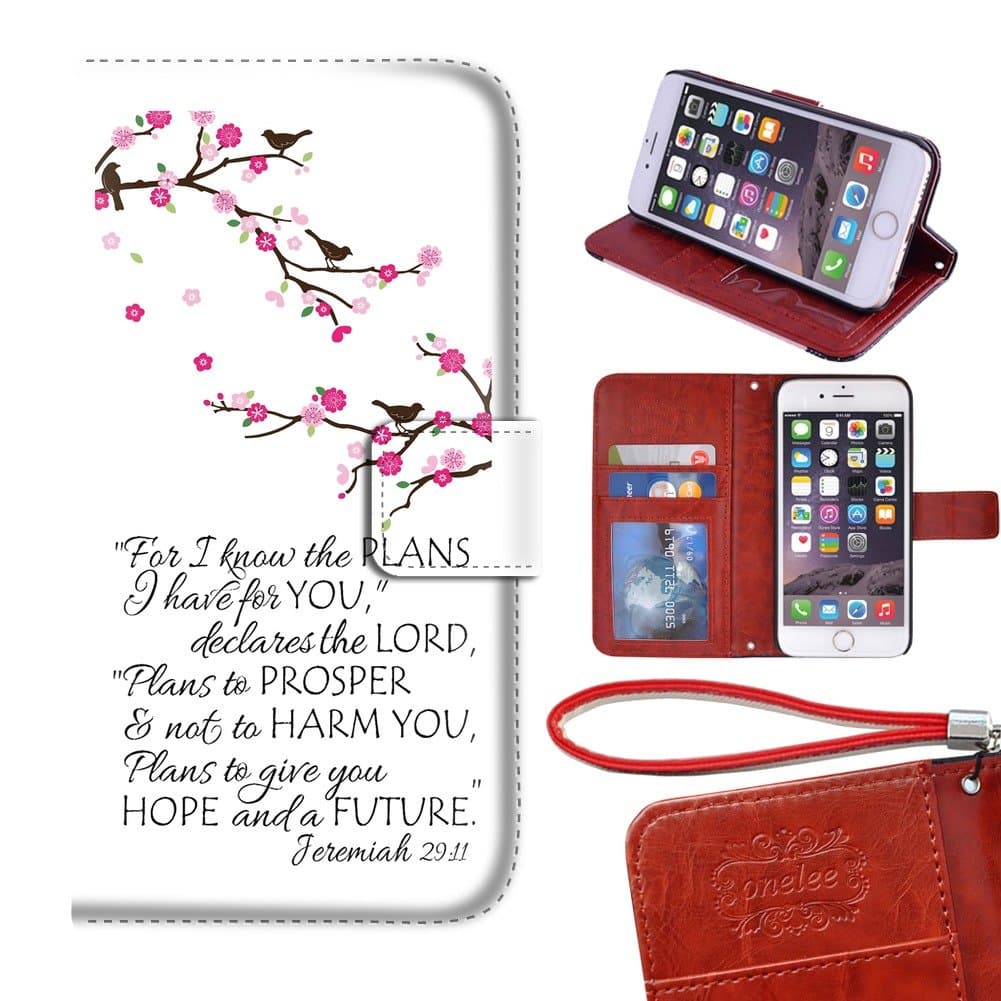 Customized PU Leather Durable Bible Verses Christian Quotes iPhone 6 Plus/6s Plus 5.5 Wallet Case