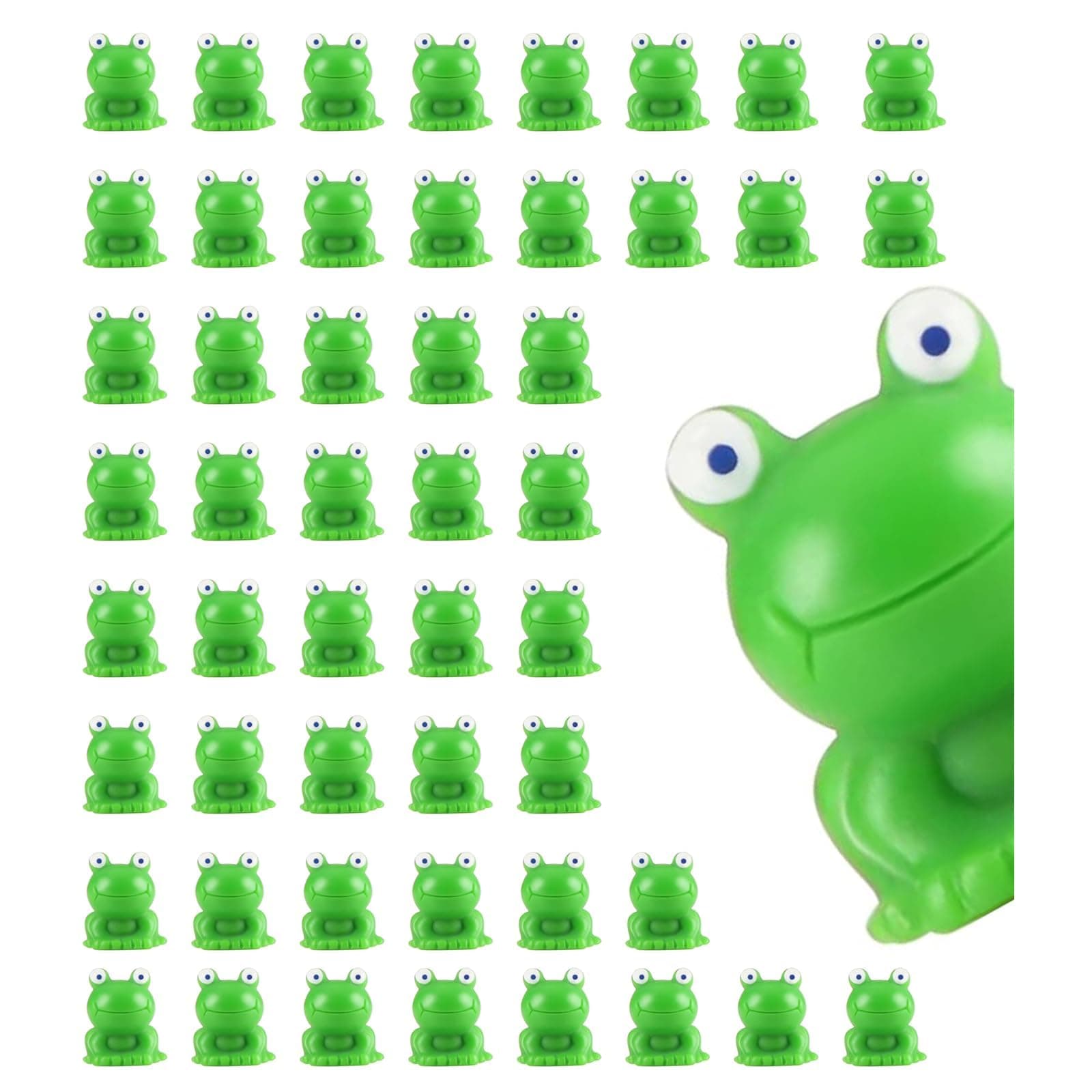 50 Pcs Resin Mini Frogs, Tiny Toys, Small Animals to Hide, Green Figures, Plastic Miniatures in Bulk for Micro Garden, Landscape Aquarium Decor
