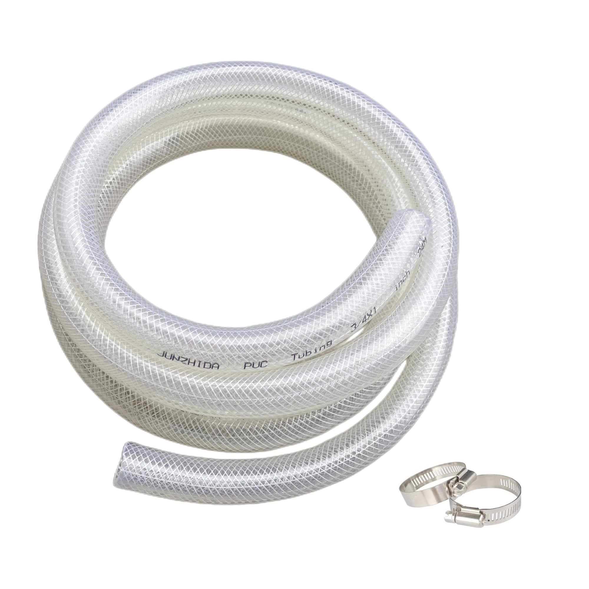3/4" ID x 1" OD - 10 Ft High Pressure Braided Clear PVC Tubing Flexible Vinyl Tube, Heavy Duty Reinforced PVC Hose Tubing, BPA Free and Non Toxic